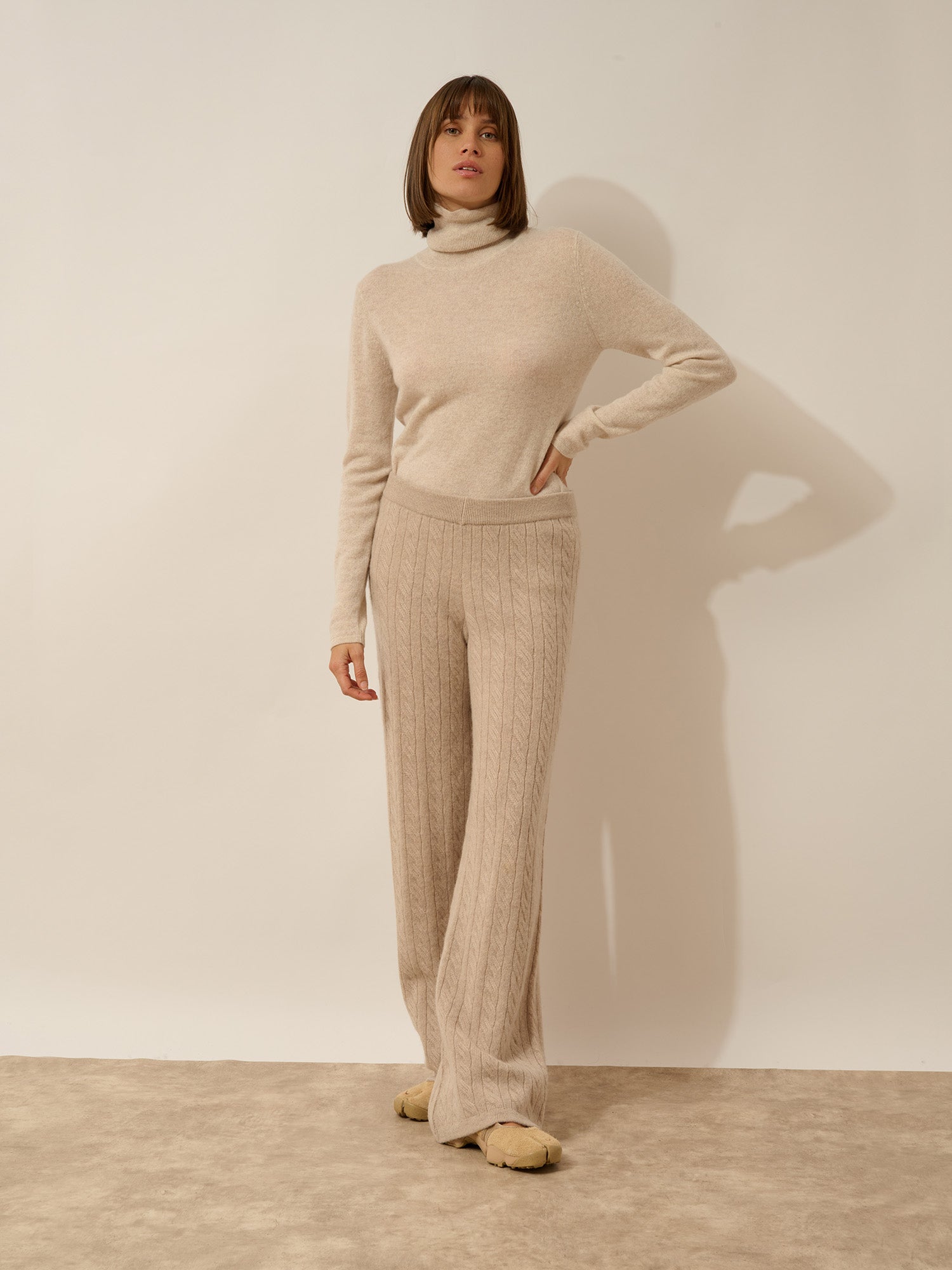 COLETTE pantalon large 4 fils camel clair chiné