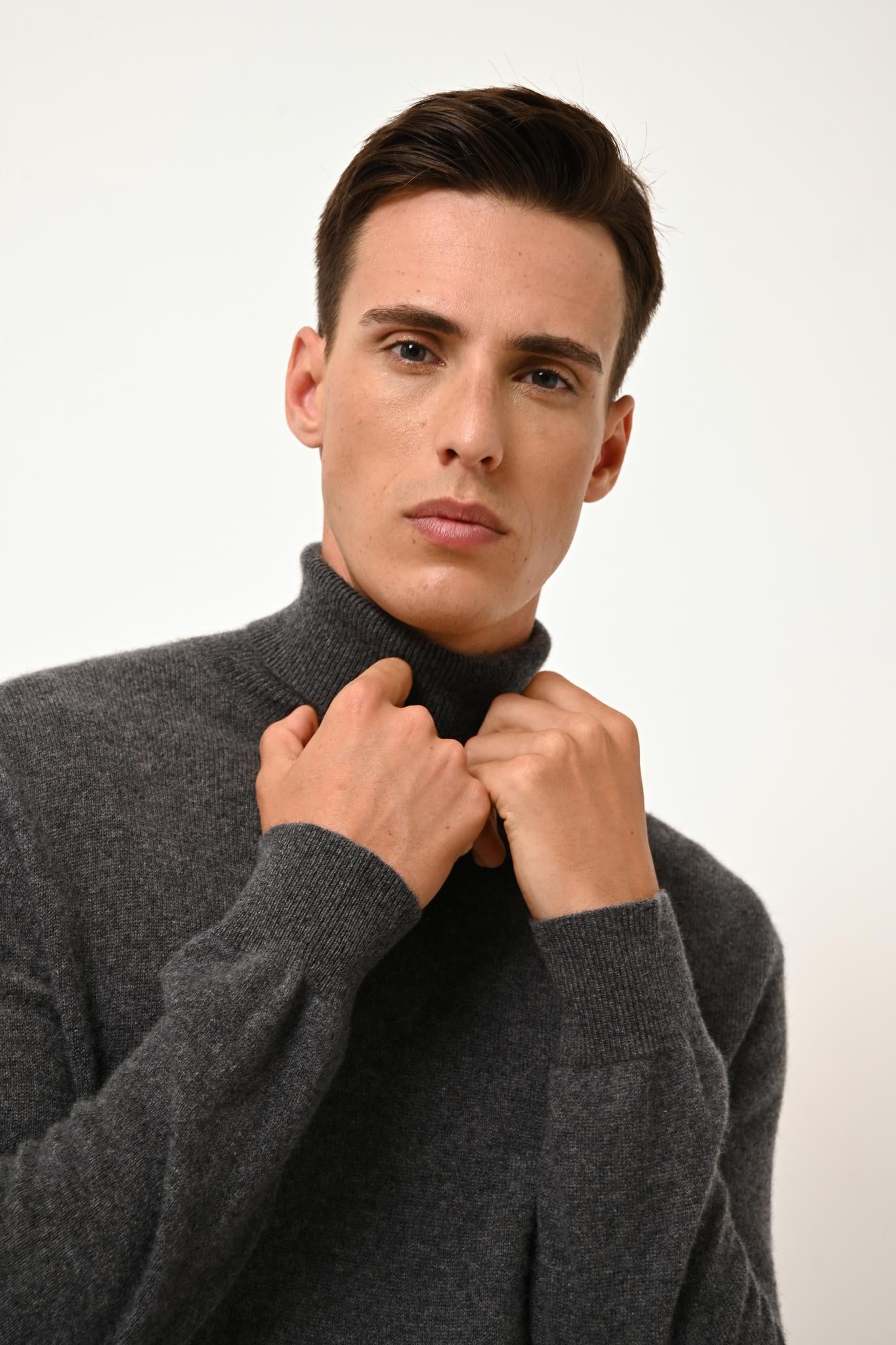 CONNOR pull col roulé anthracite chiné