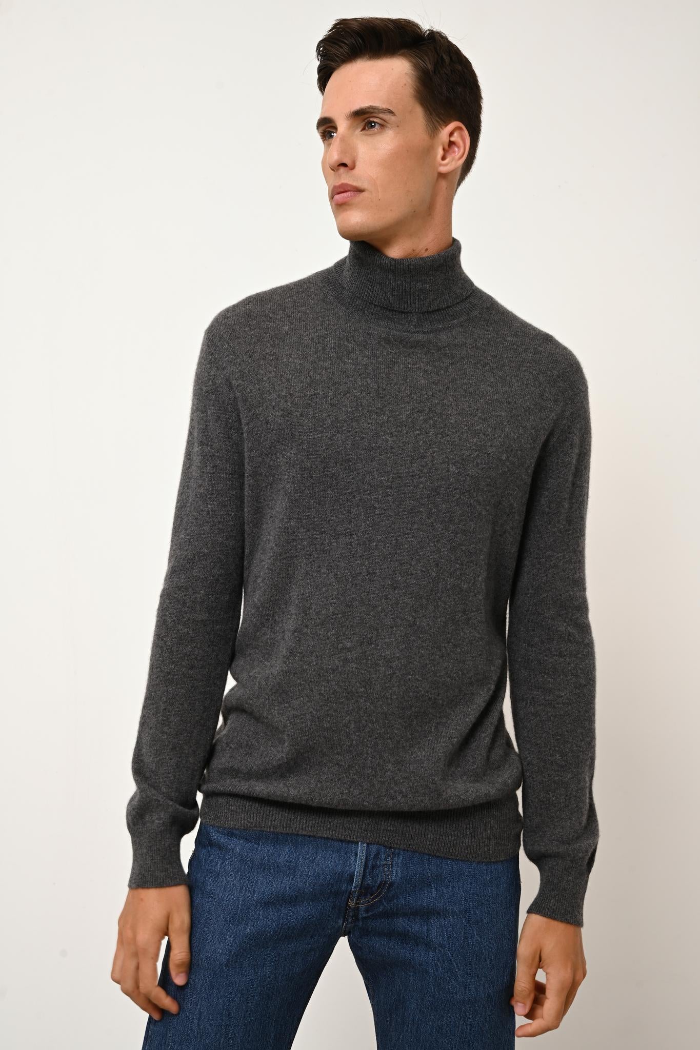 CONNOR pull col roulé anthracite chiné