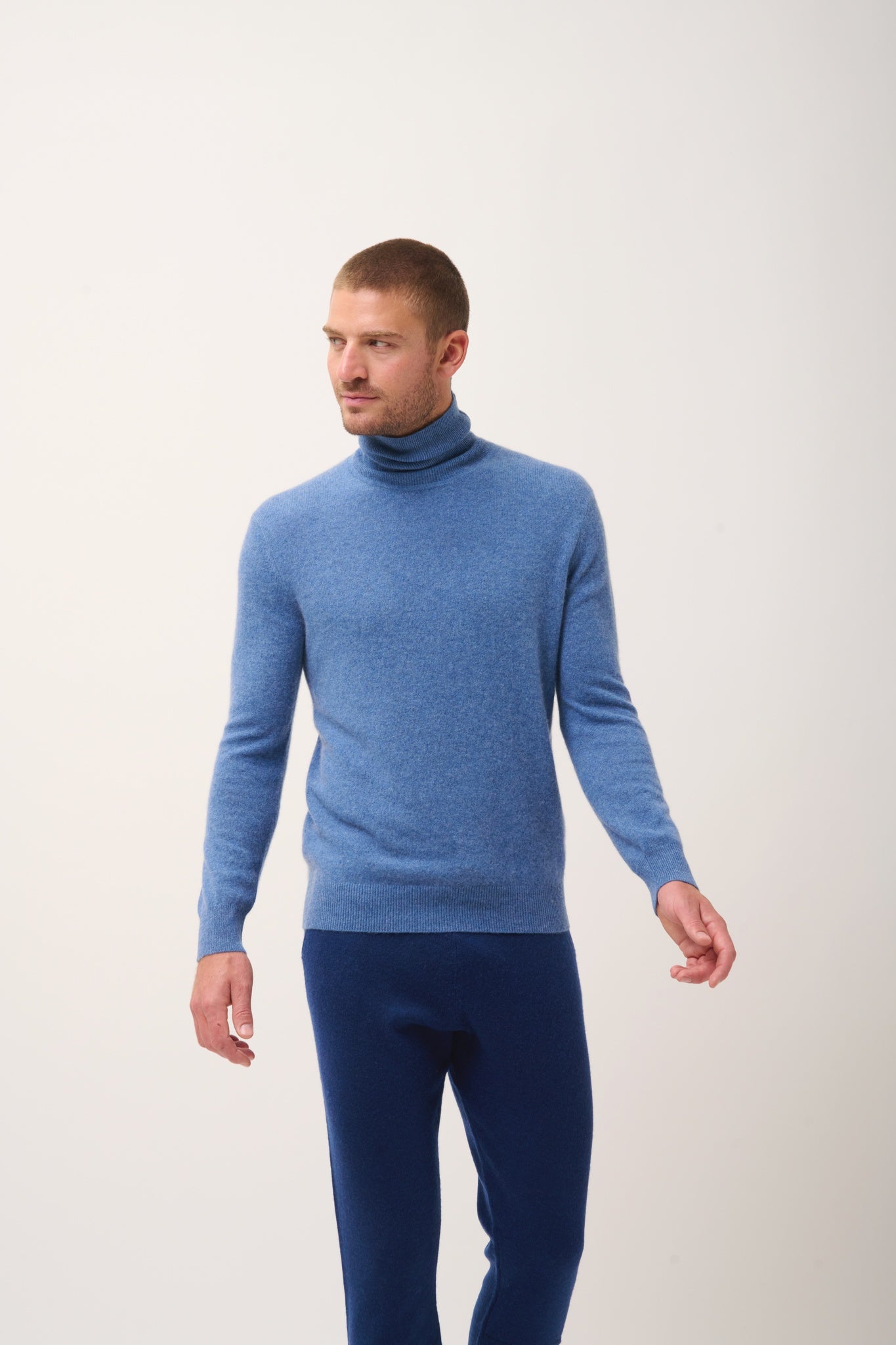 CONNOR denim blue turtleneck sweater