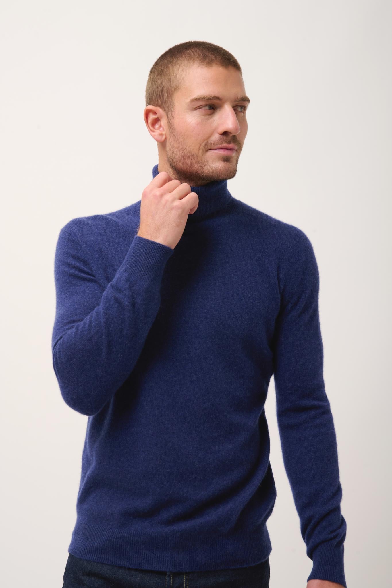 CONNOR pull col roulé bleu nuit