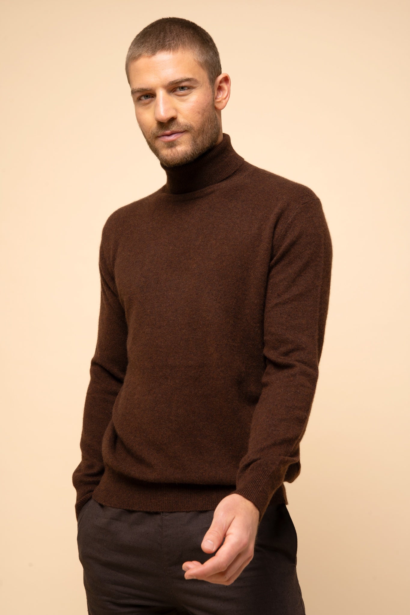 CONNOR pull col roulé café