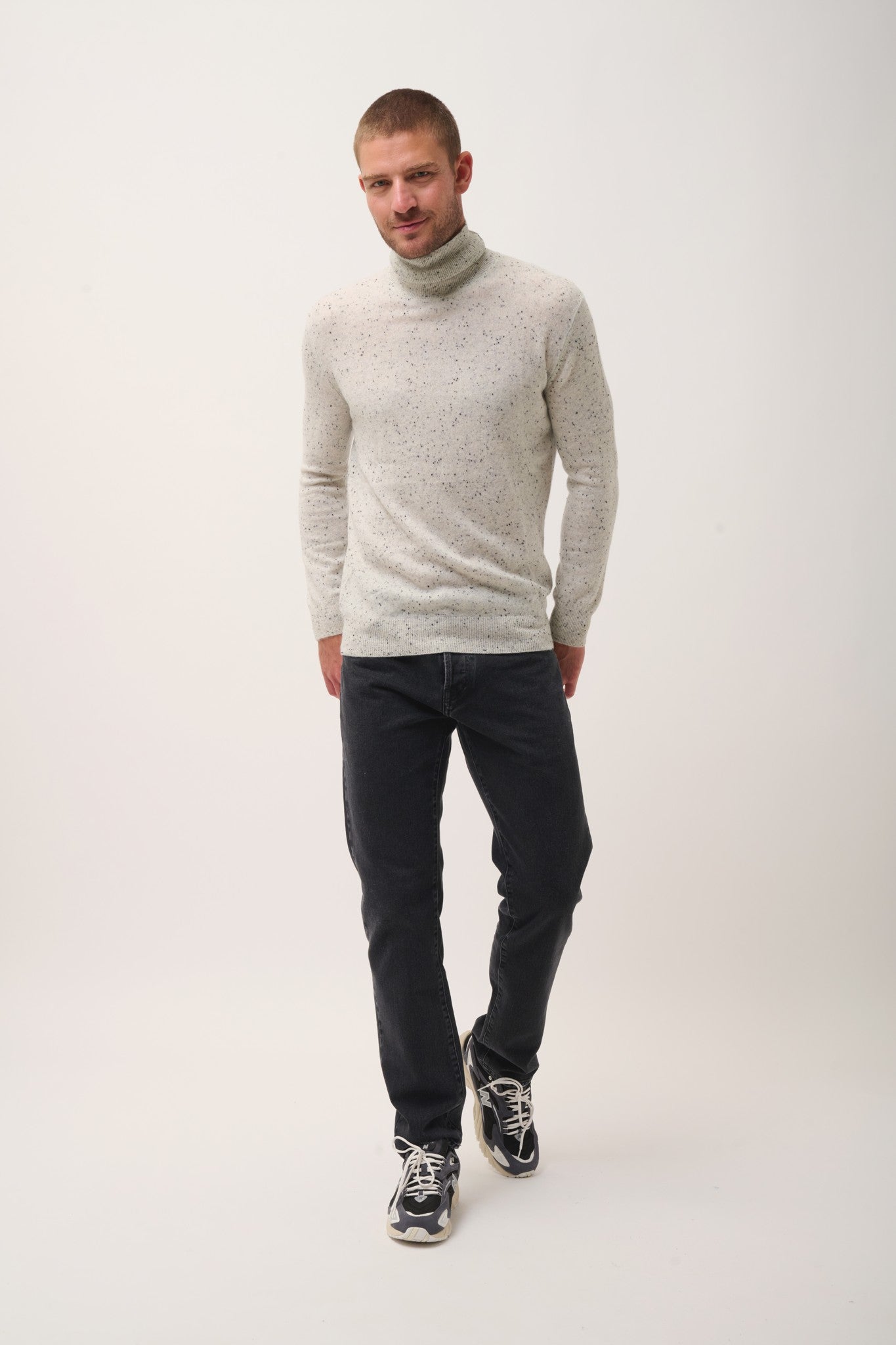 connor pull col roulé gris/noir