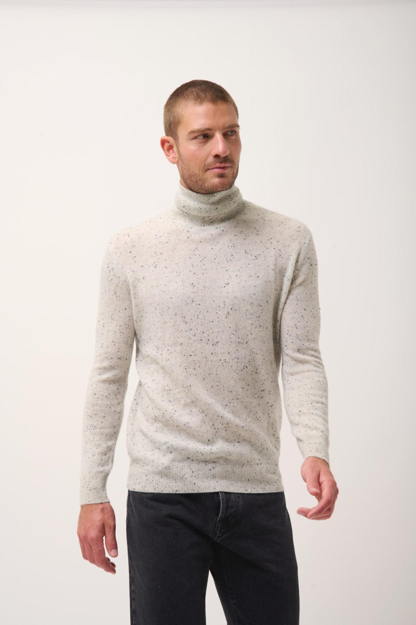 connor pull col roulé gris/noir