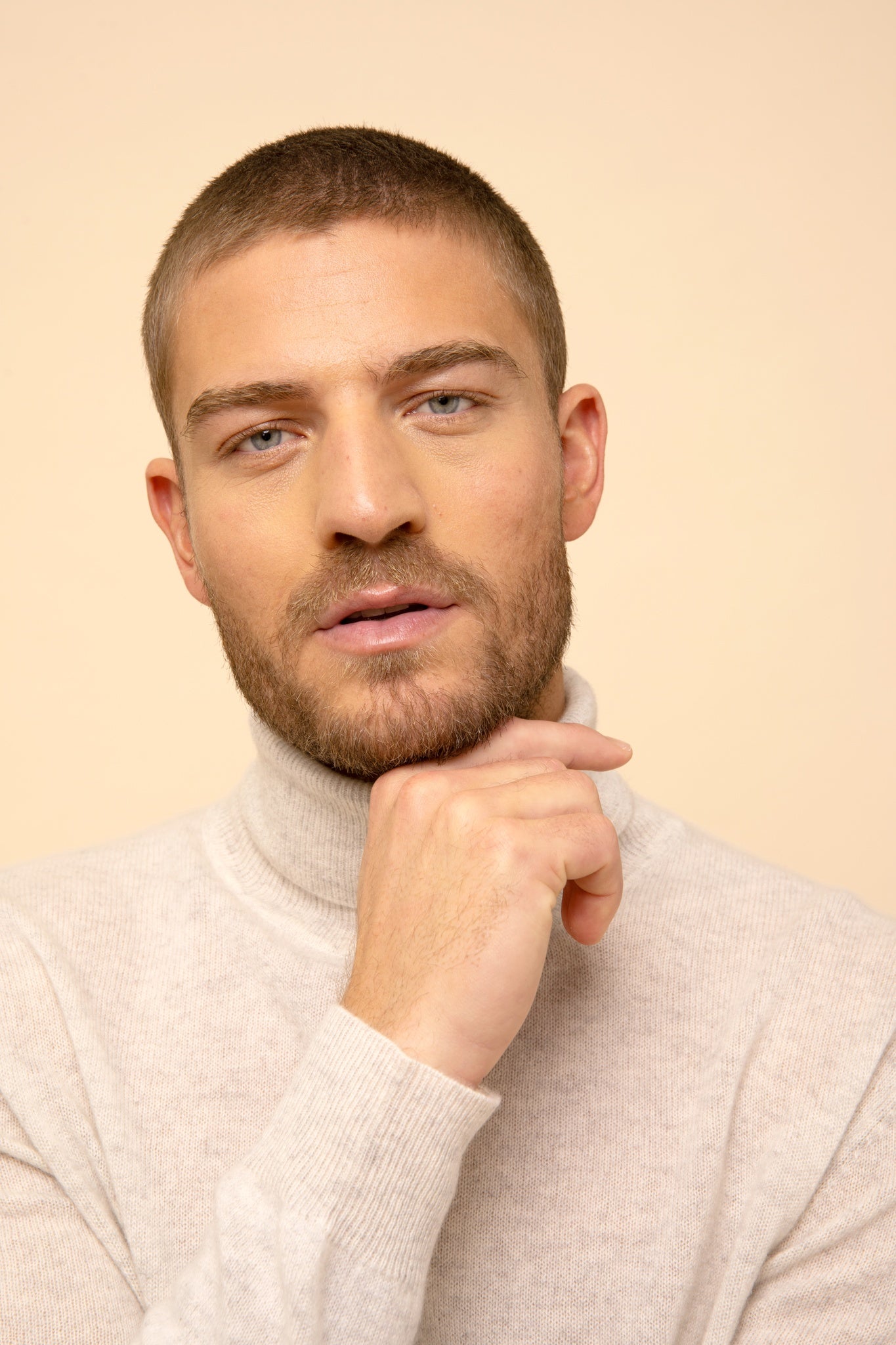 CONNOR pearl grey turtleneck sweater