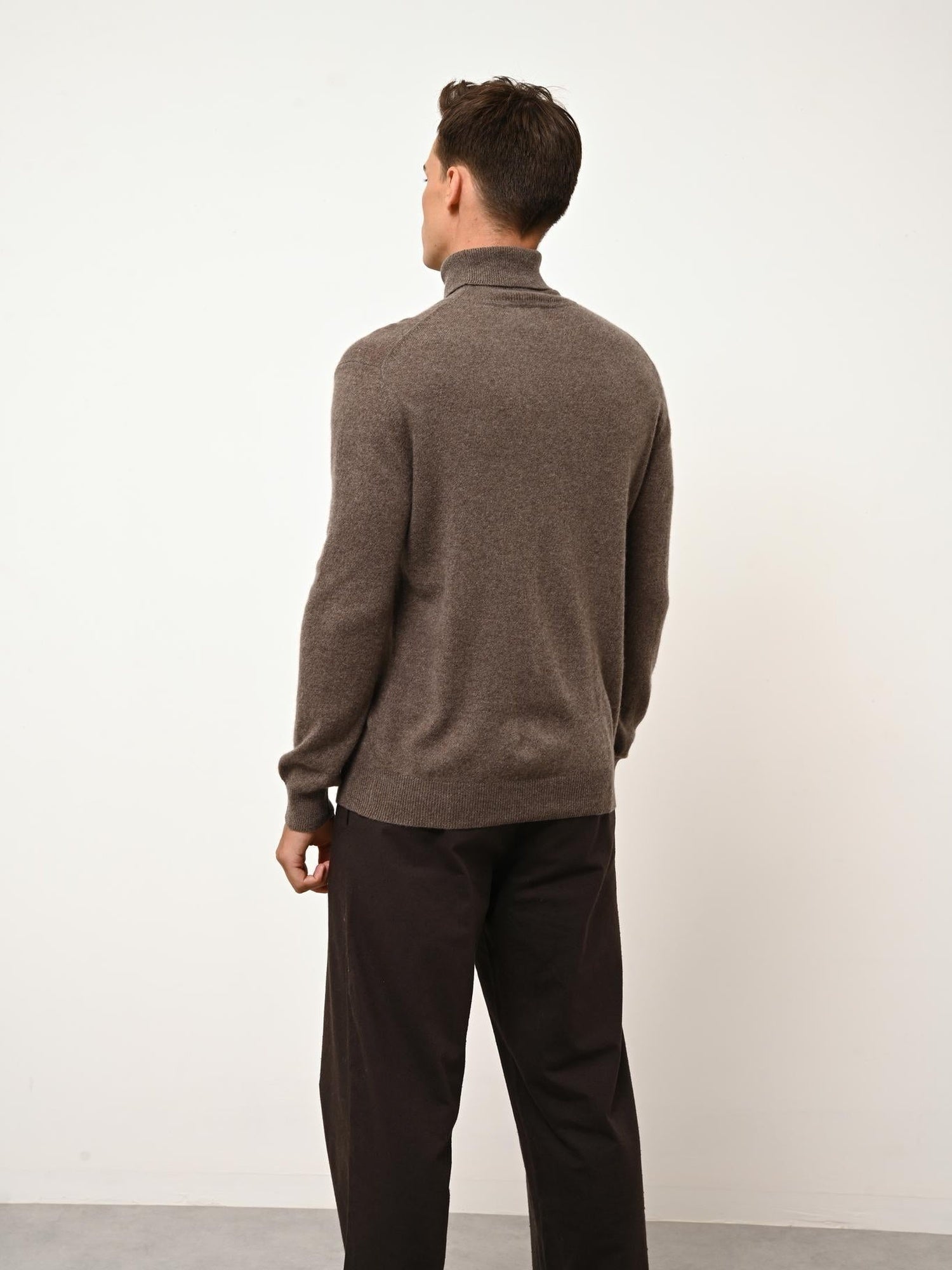 CONNOR pull col roulé taupe chiné