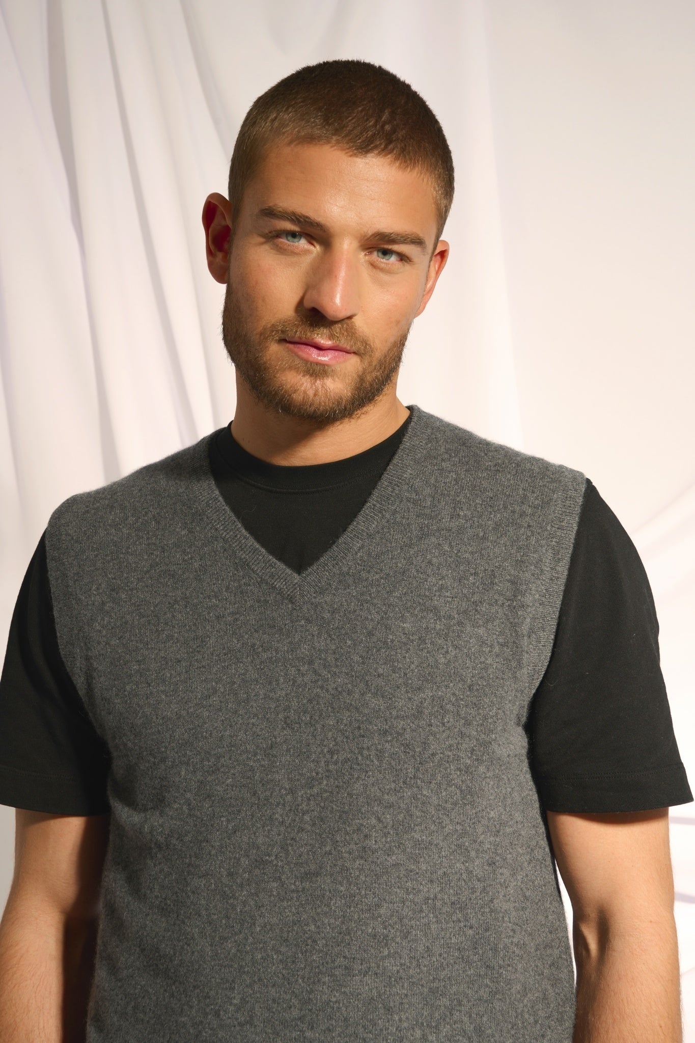 CORKI débardeur col v anthracite chiné