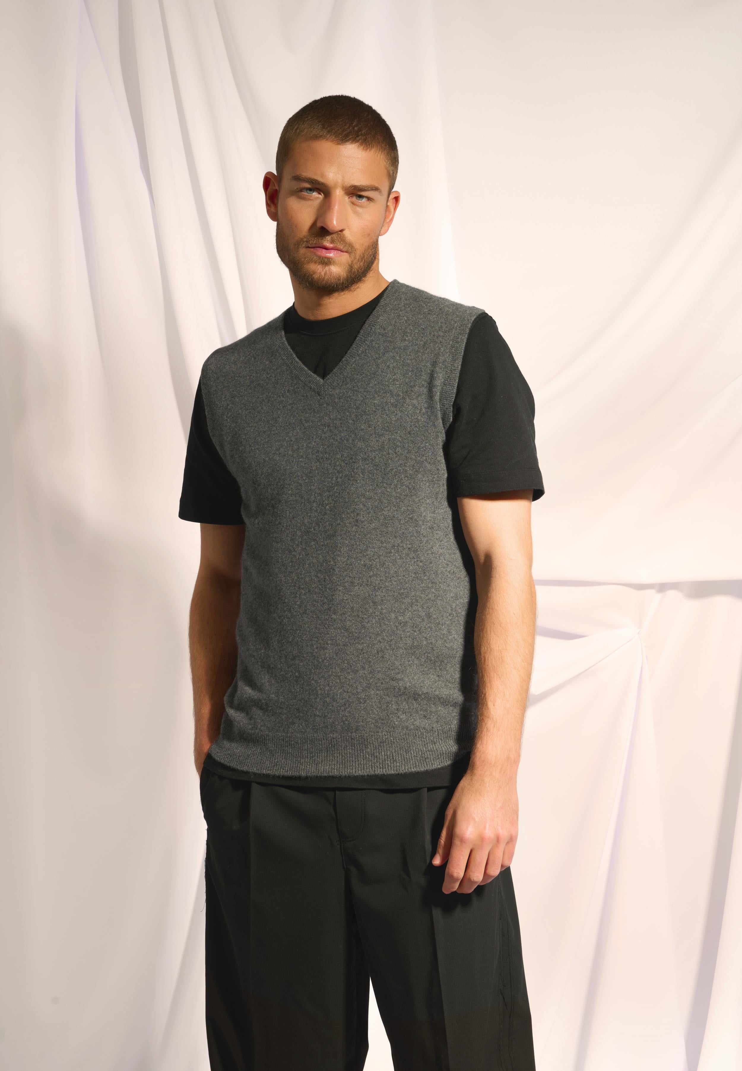 CORKI v-neck tank top anthracite mottled