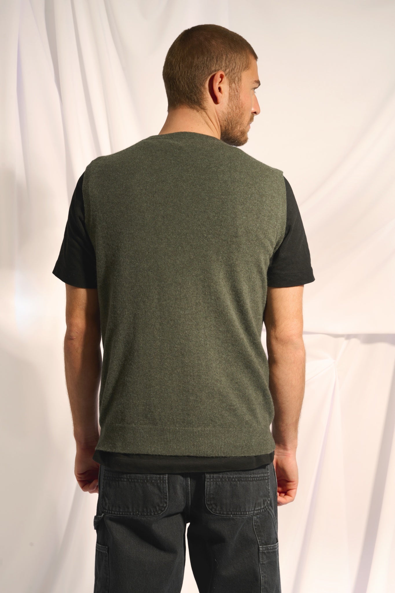 CORKI débardeur col v kaki chiné