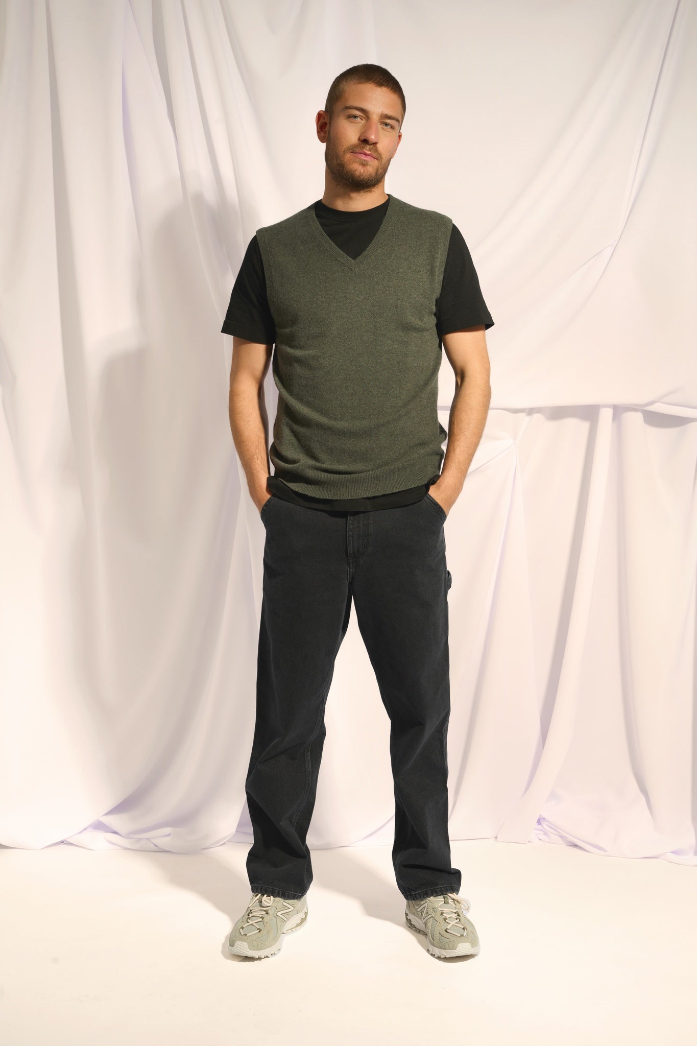 CORKI débardeur col v kaki chiné