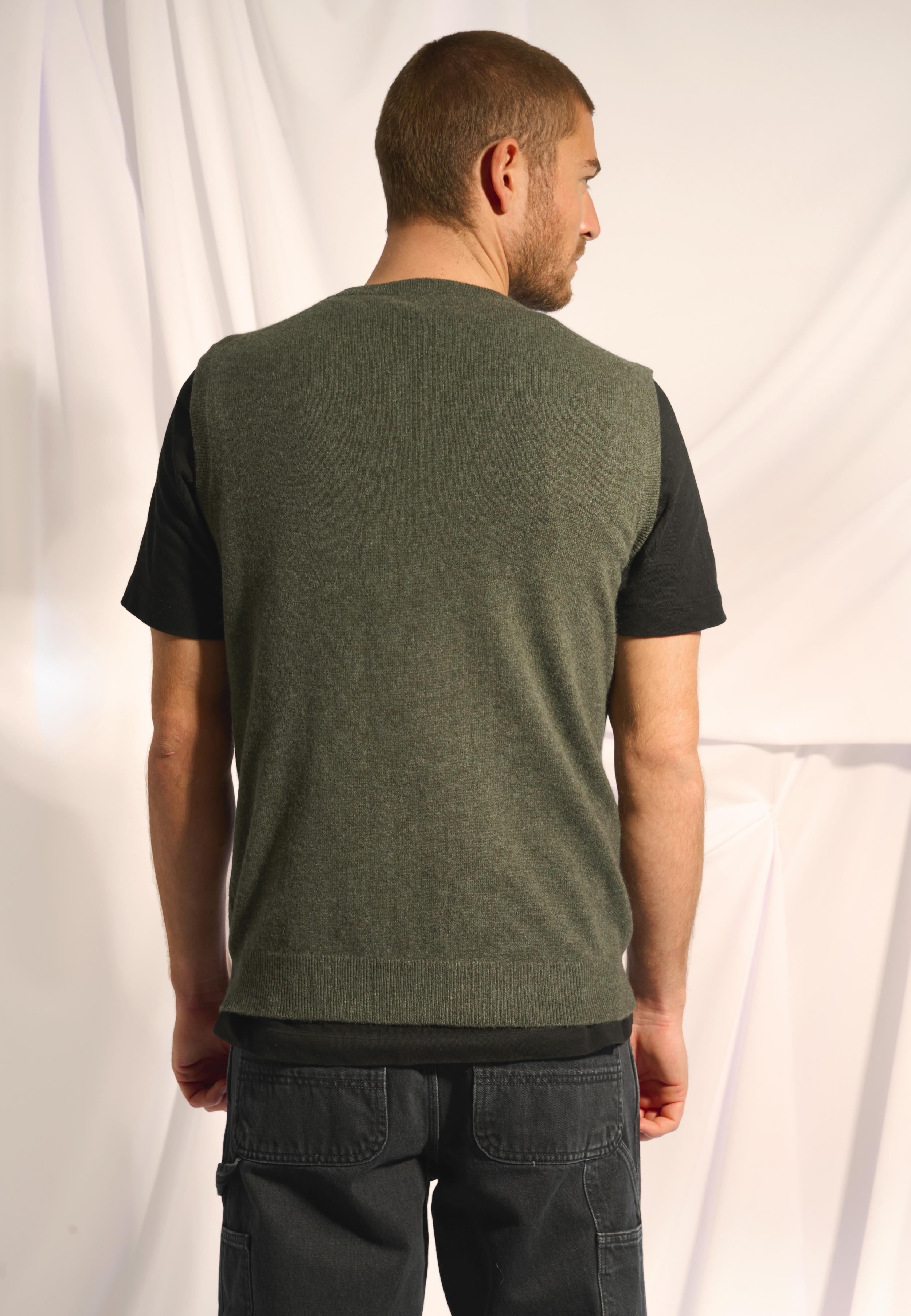 CORKI khaki mottled v-neck tank top