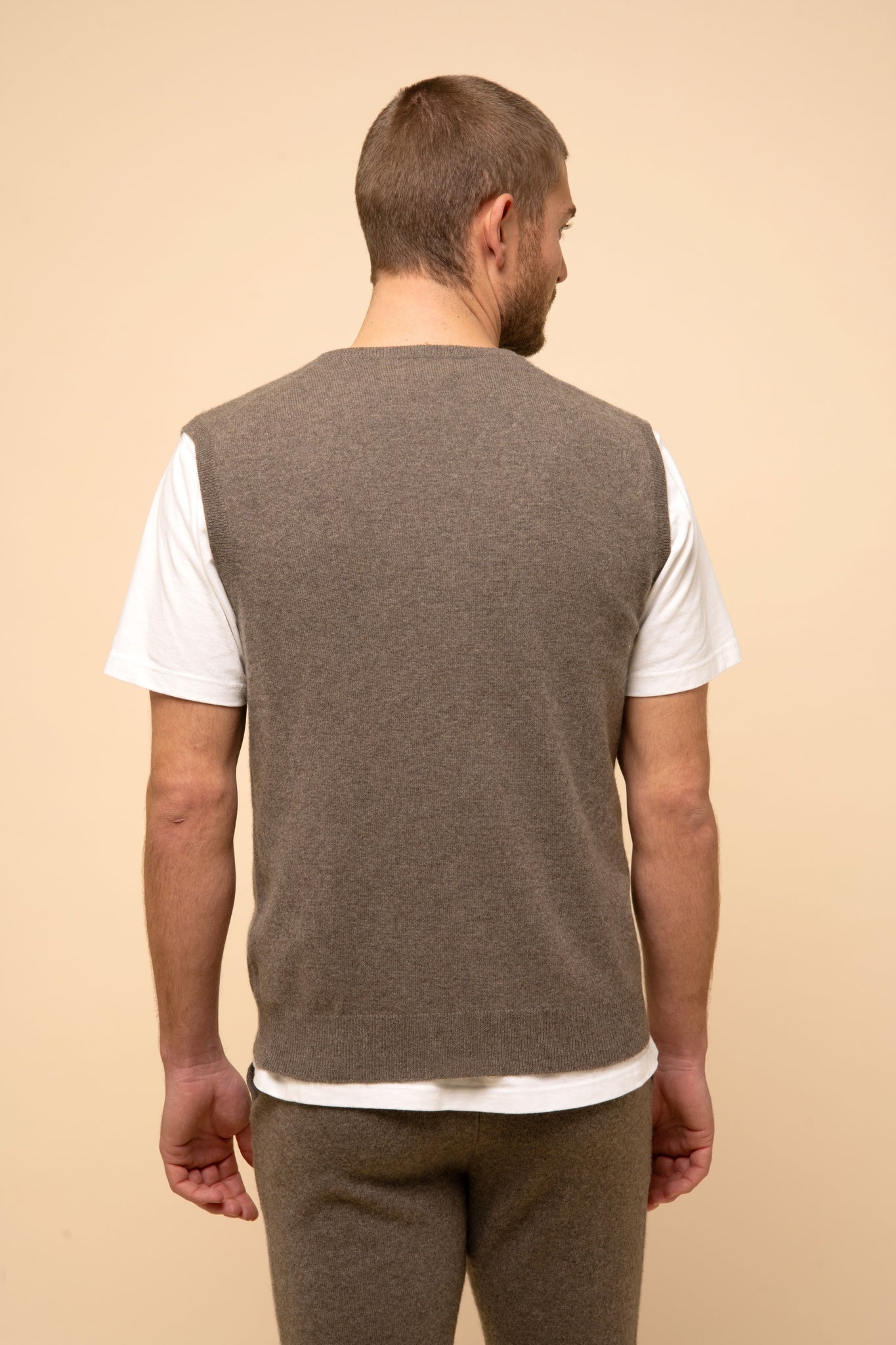 CORKI débardeur col v taupe chiné