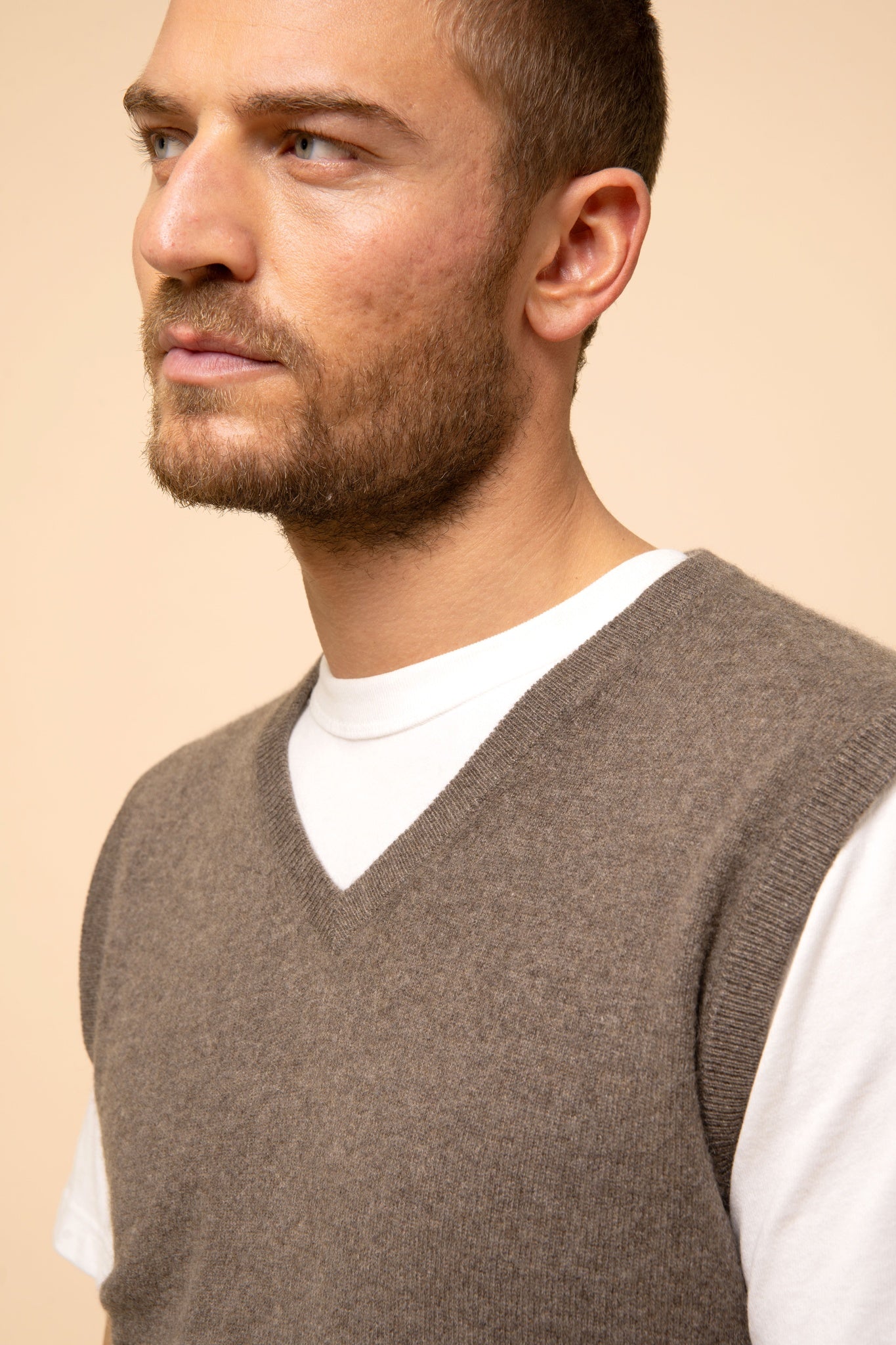 CORKI débardeur col v taupe chiné