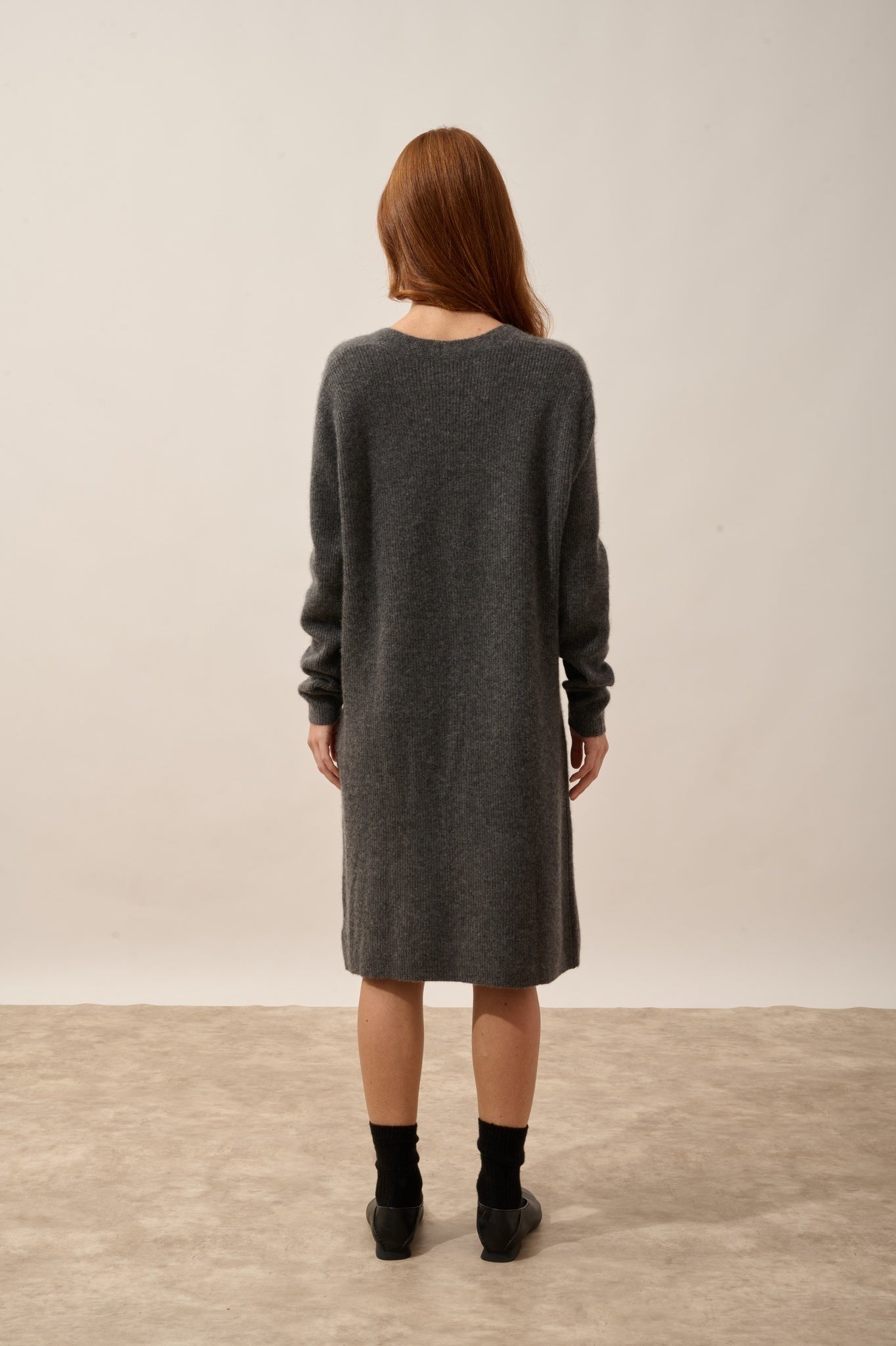 DACHE cardigan long col v anthracite chiné