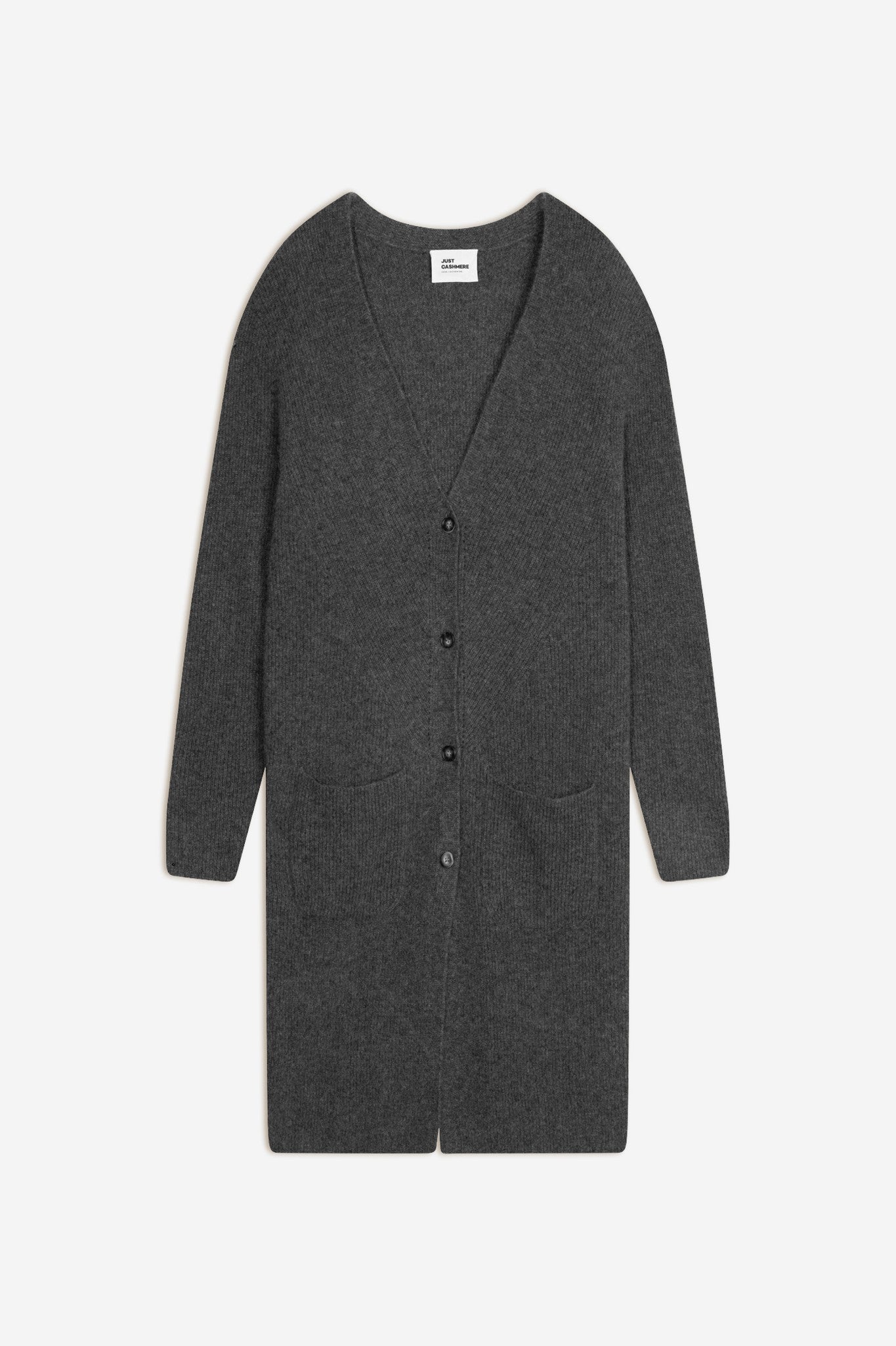 dache cardigan long col v anthracite chiné