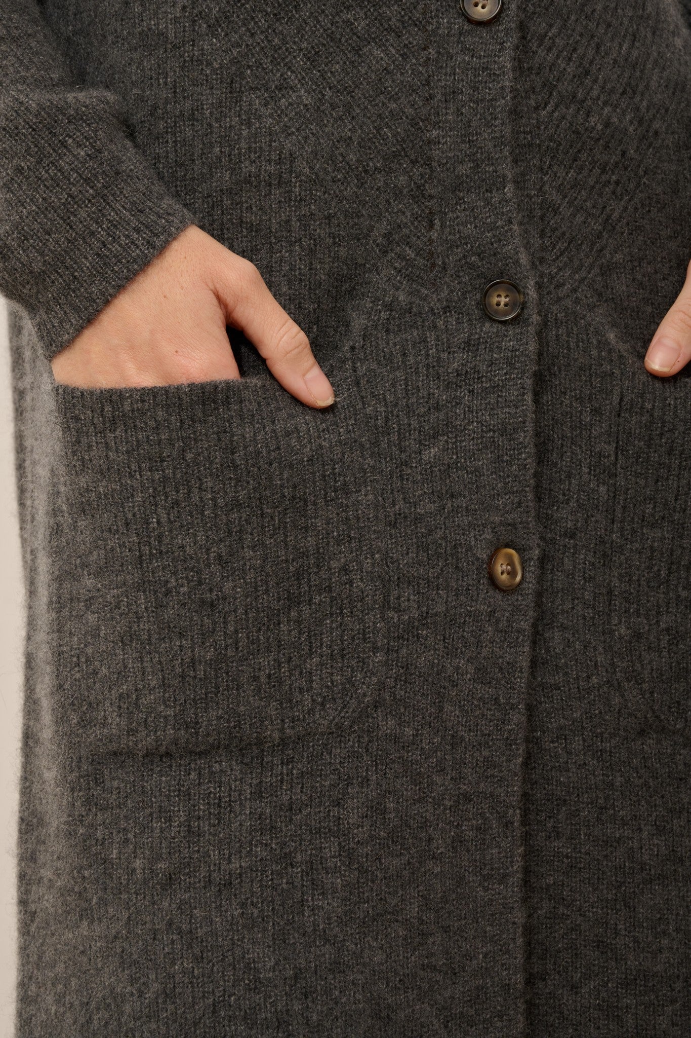 dache cardigan long col v anthracite chiné