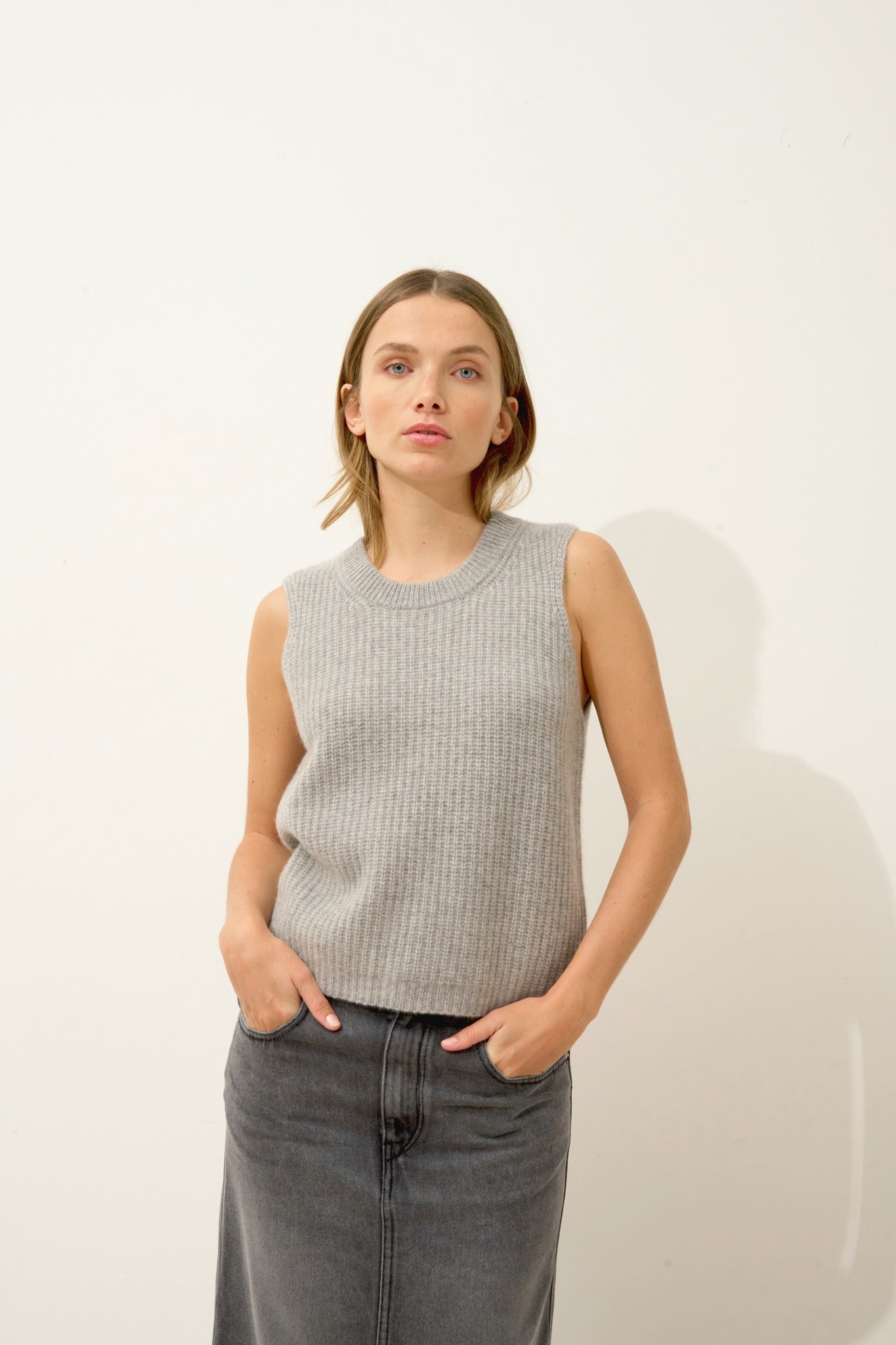DAMPA round-neck tank top nuage chiné
