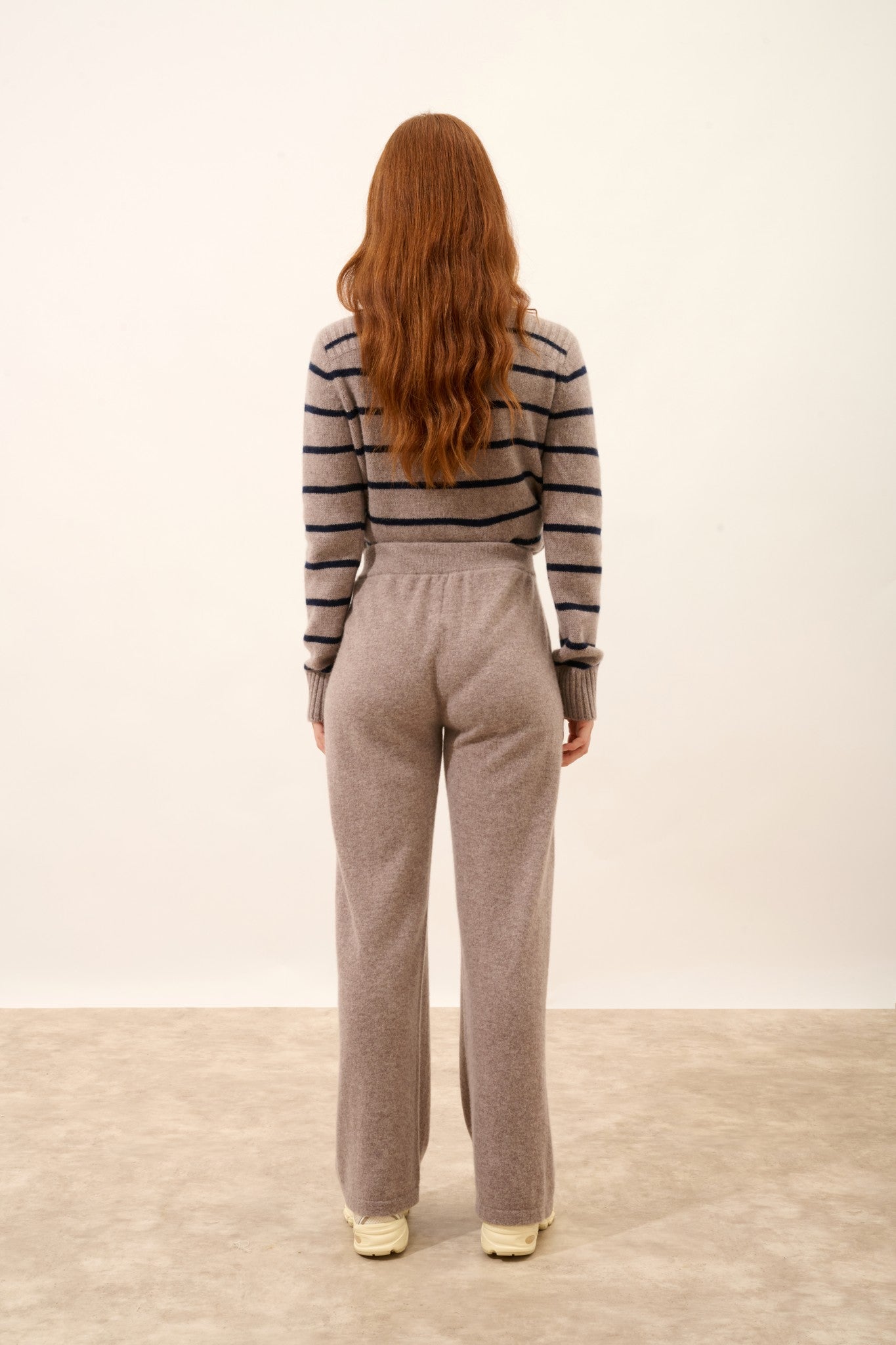 daphne pantalon large caribou chiné 100% cachemire