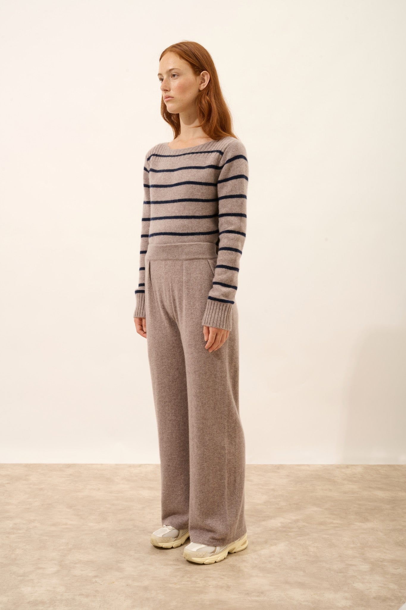 daphne pantalon large caribou chiné 100% cachemire