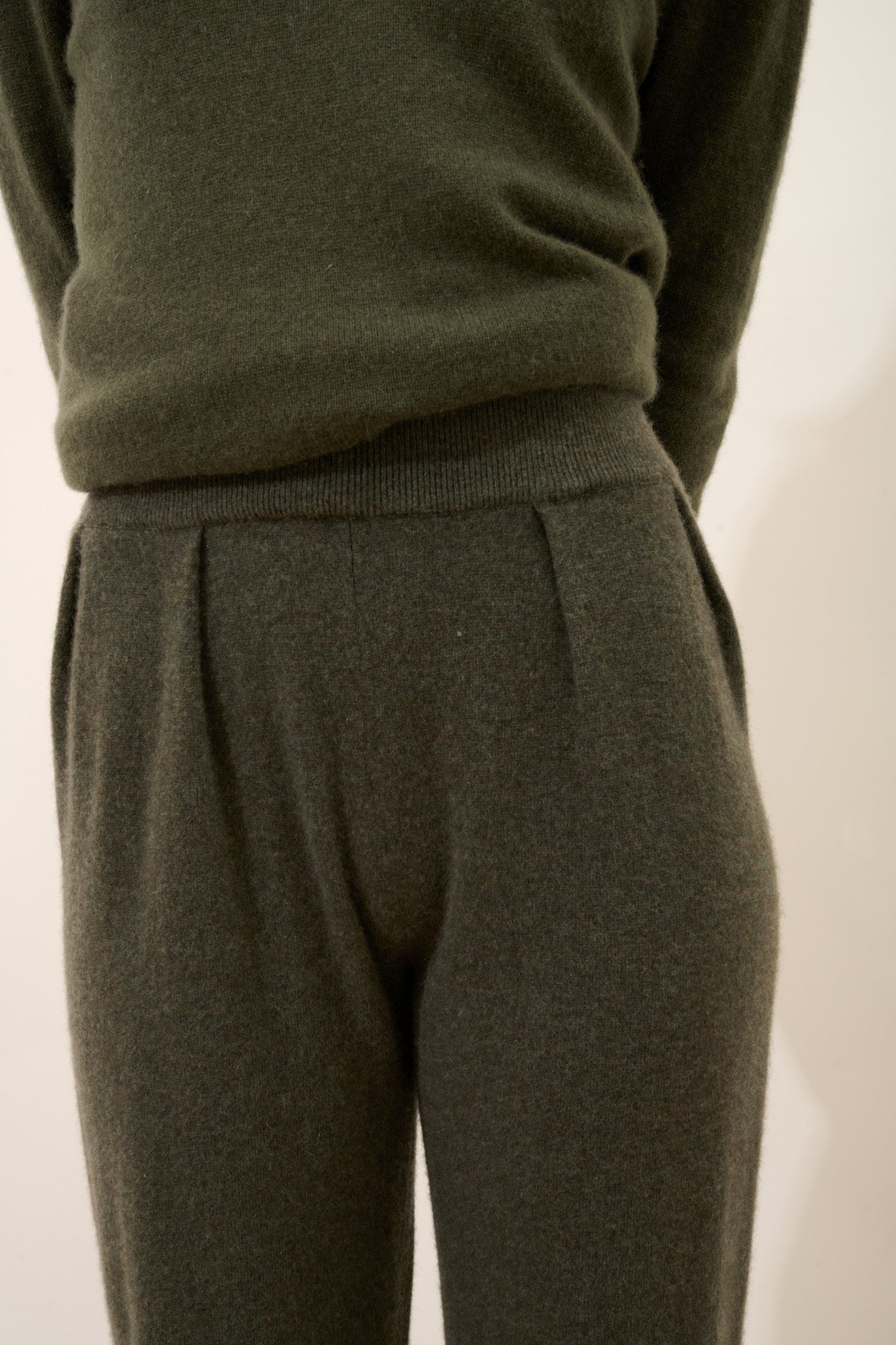 daphne pantalon large kaki chiné 100% cachemire