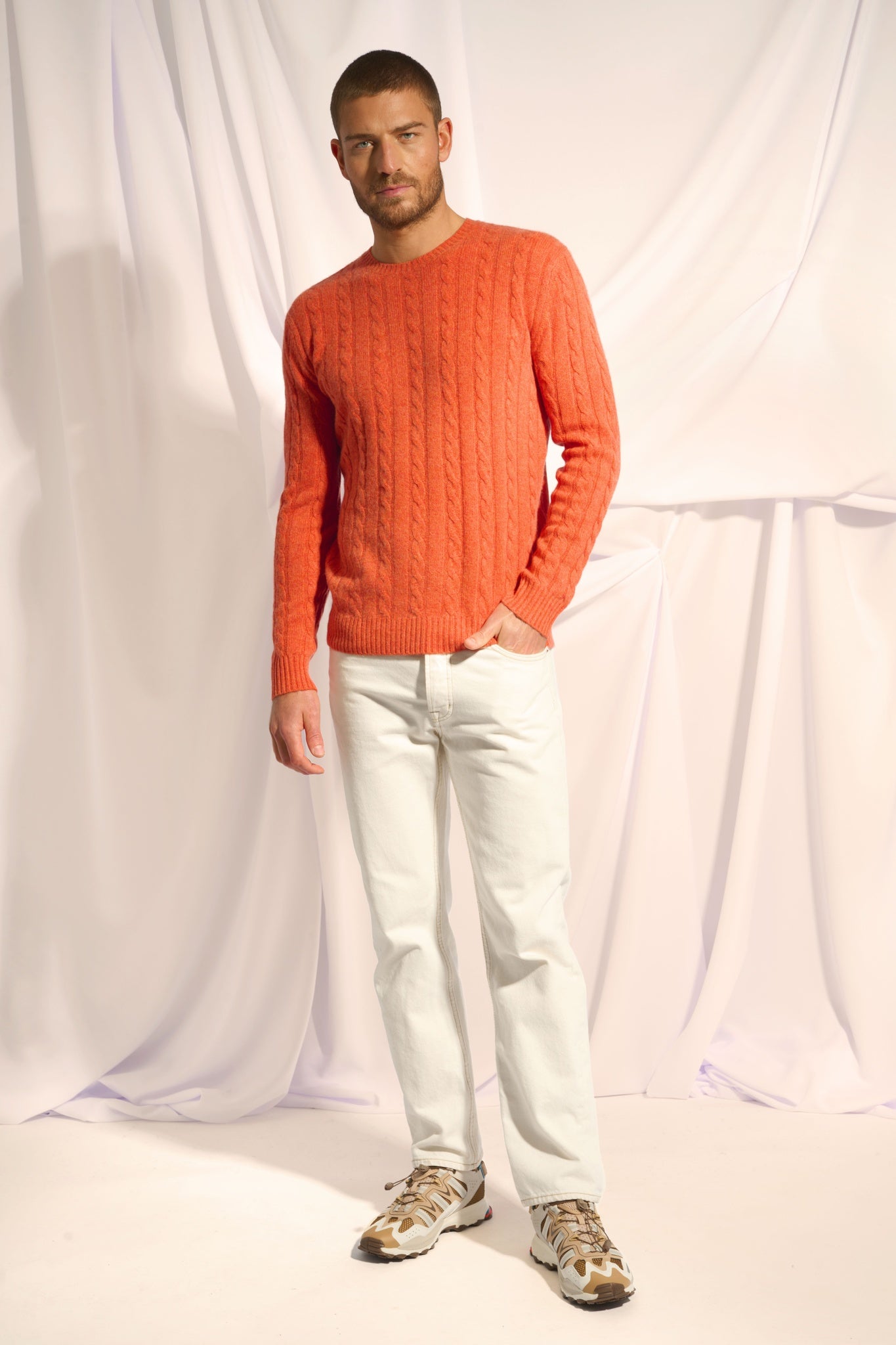 DARRI round-neck sweater orange mottled
