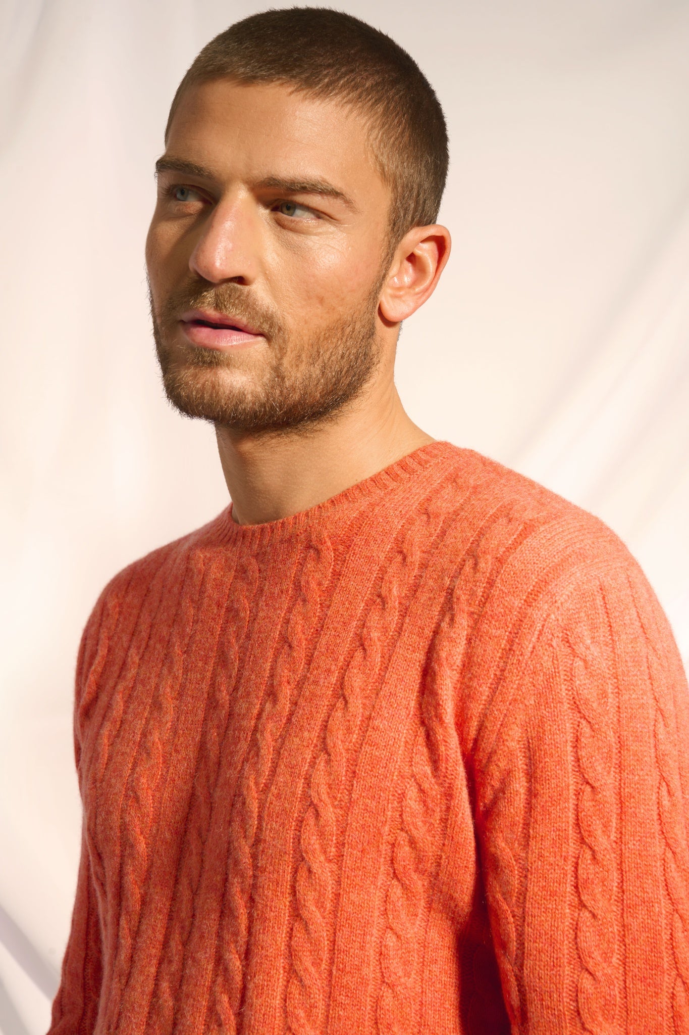 DARRI pull col rond orange chiné