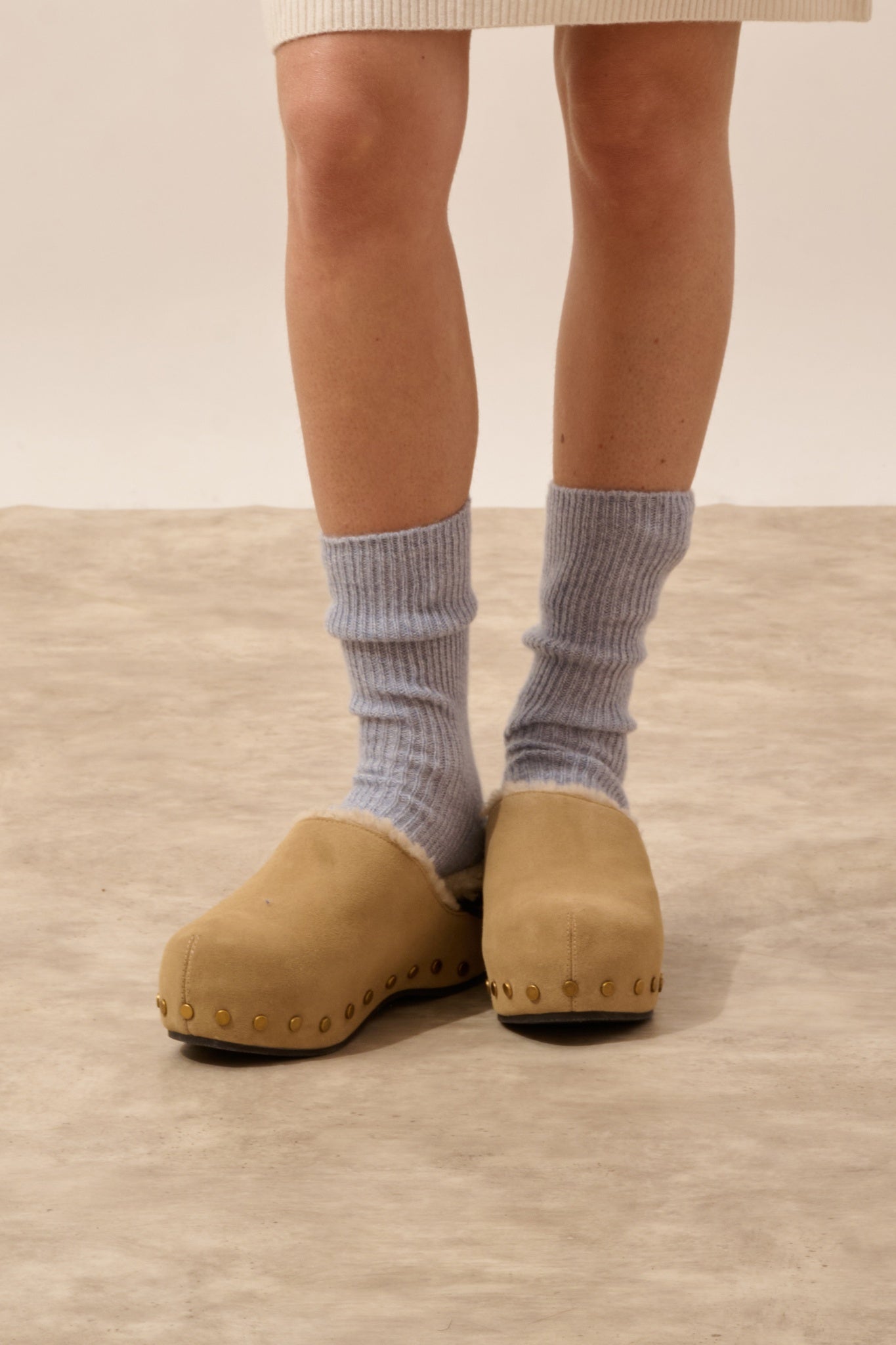 DAYAYA chaussettes 4 fils bleu ivoire