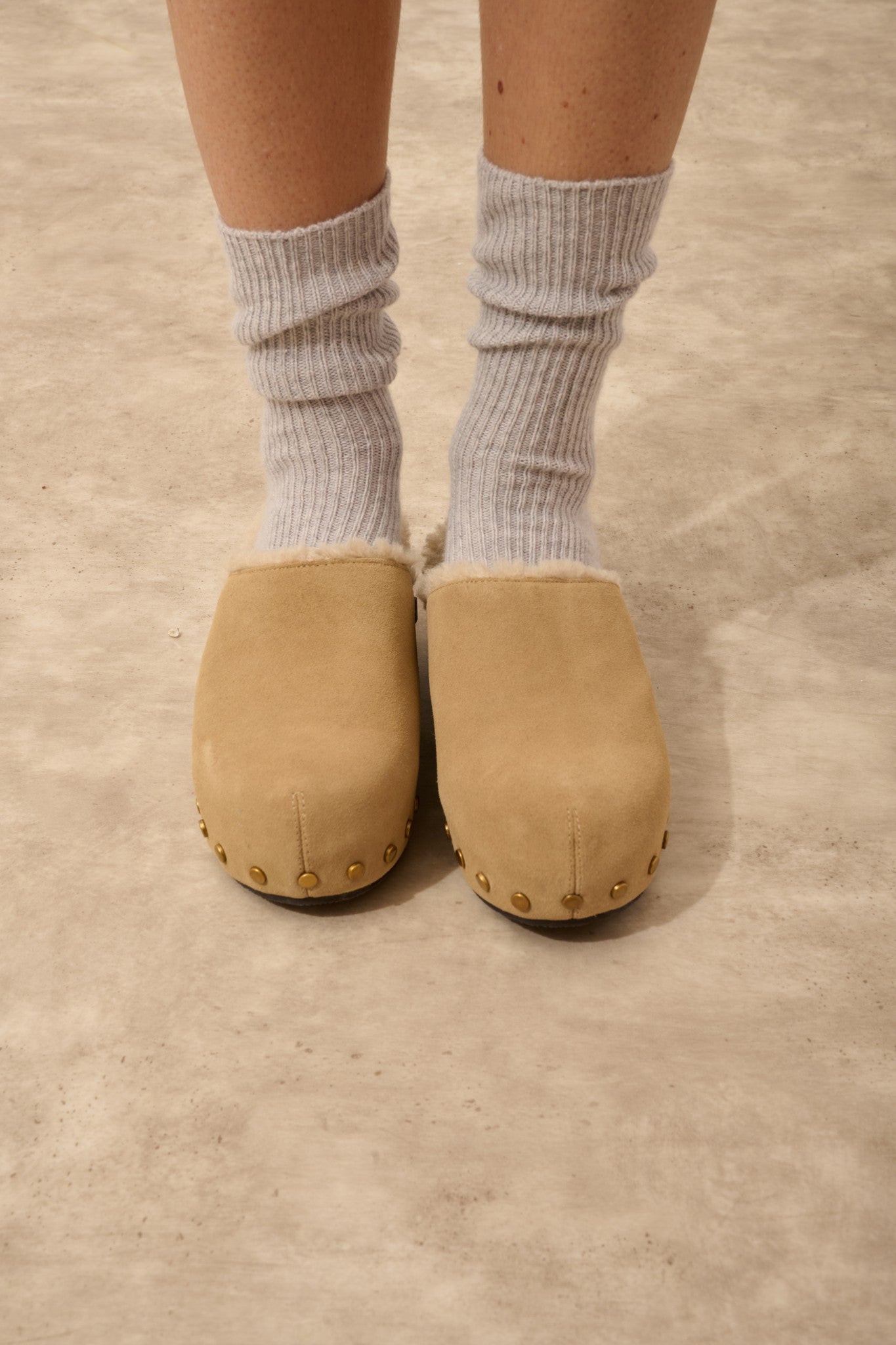 dayaya chaussettes 4 fils gris perle chiné 100% cachemire