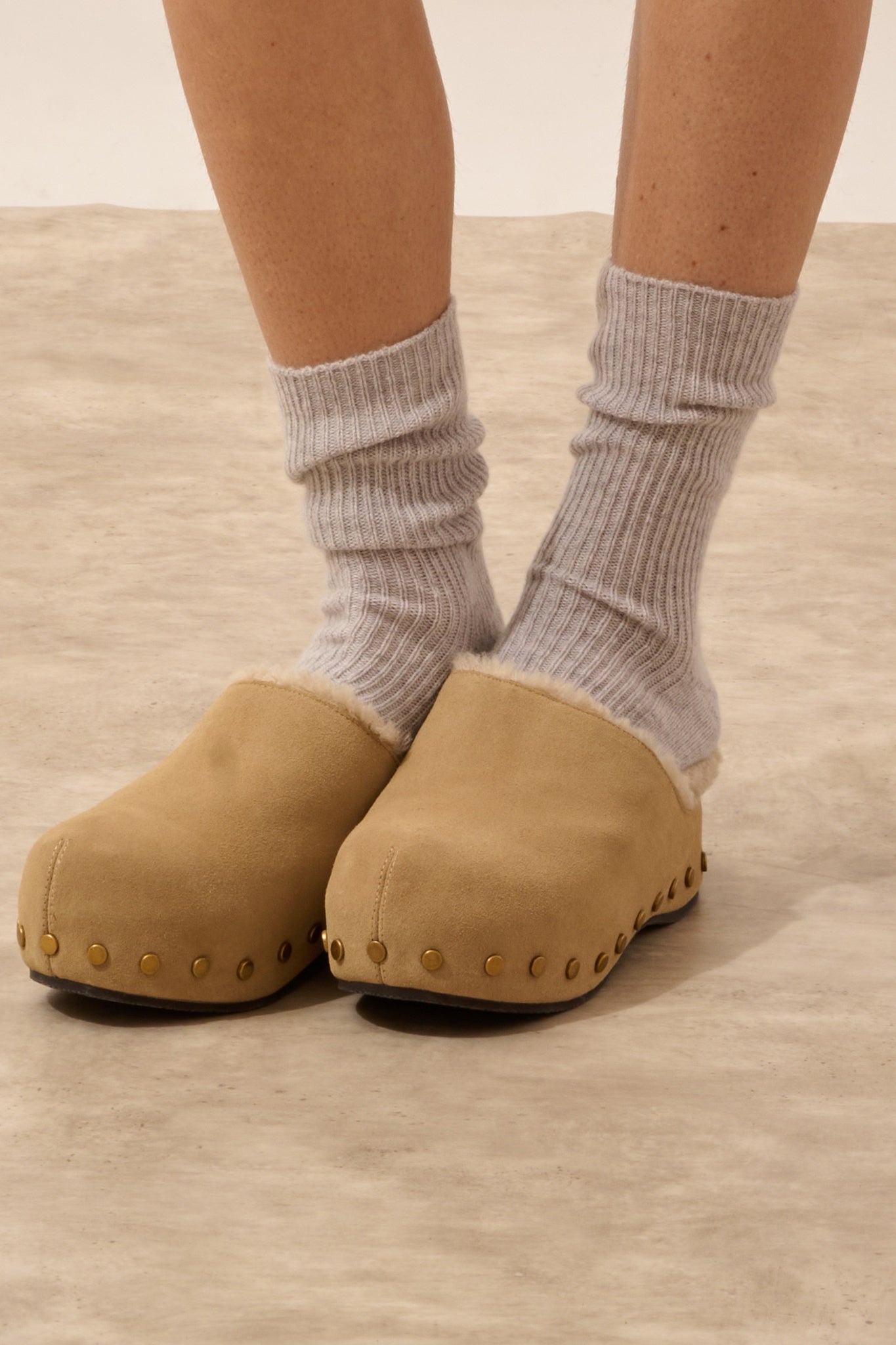 DAYAYA chaussettes 4 fils gris perle chiné