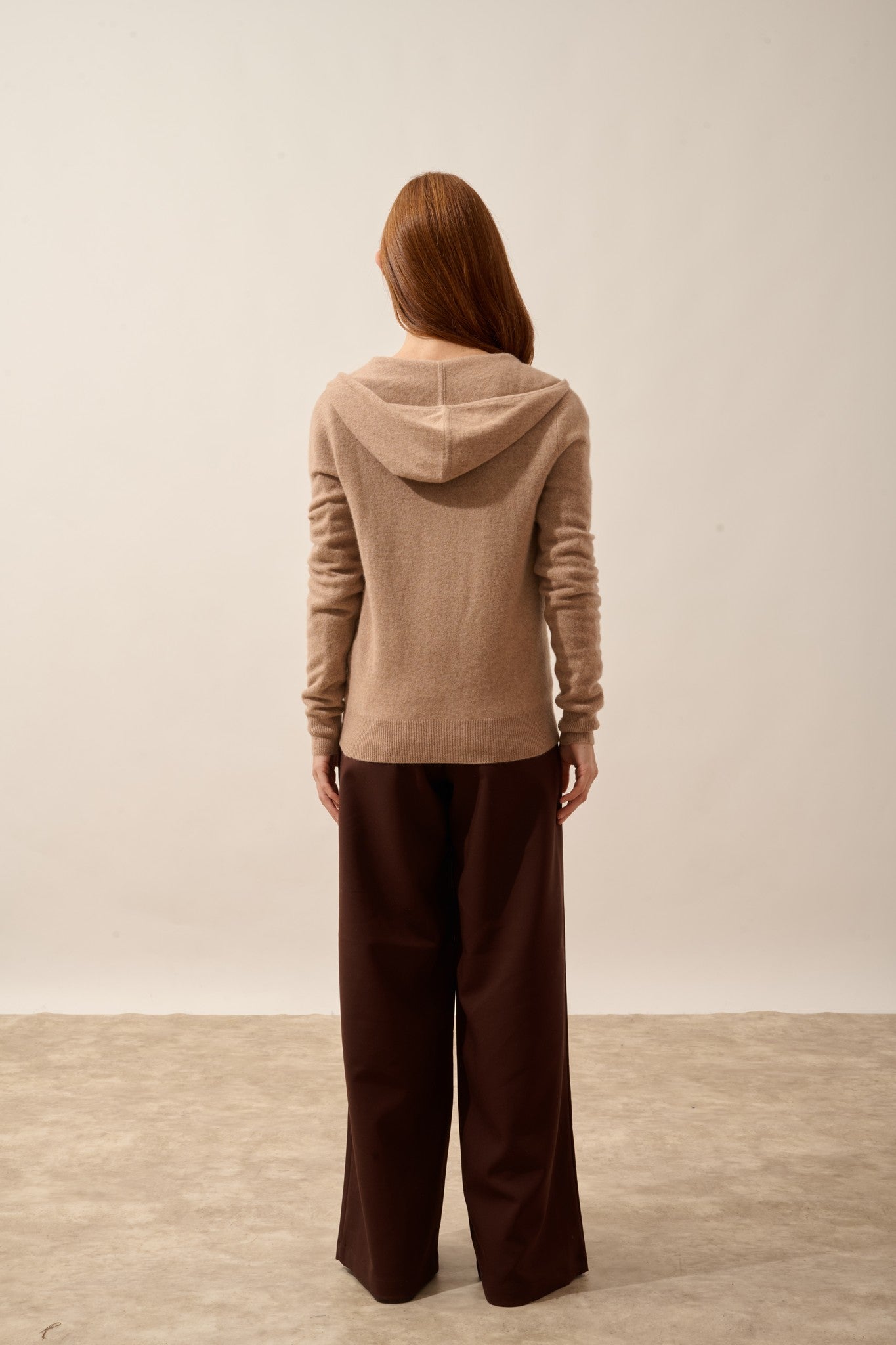 debbie gilet col zippé capuche camel chiné