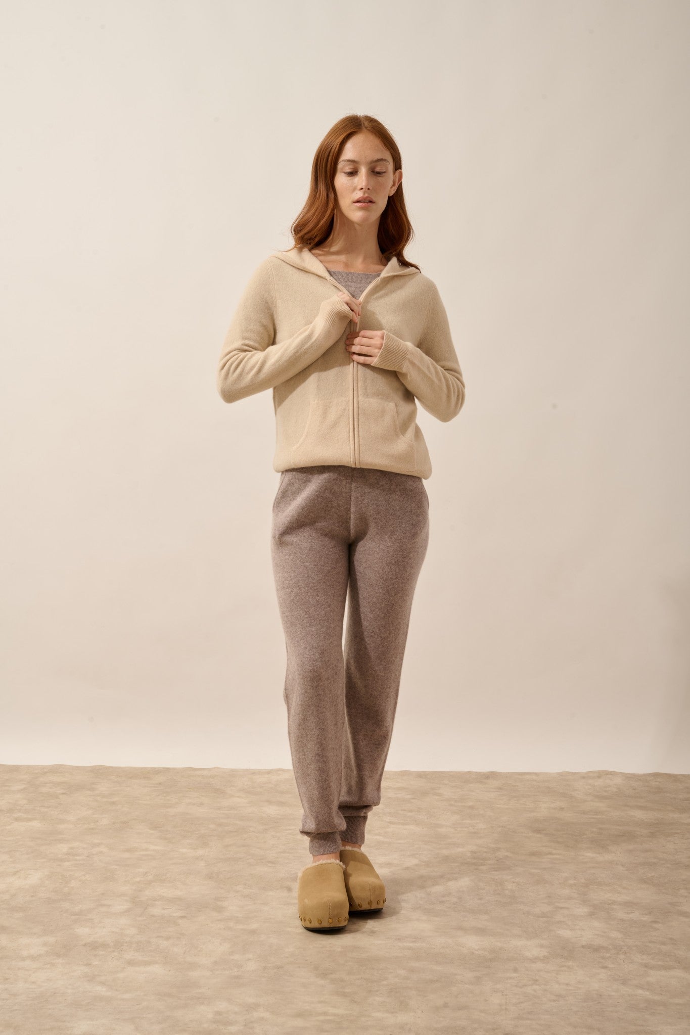 debbie gilet col zippé capuche sable