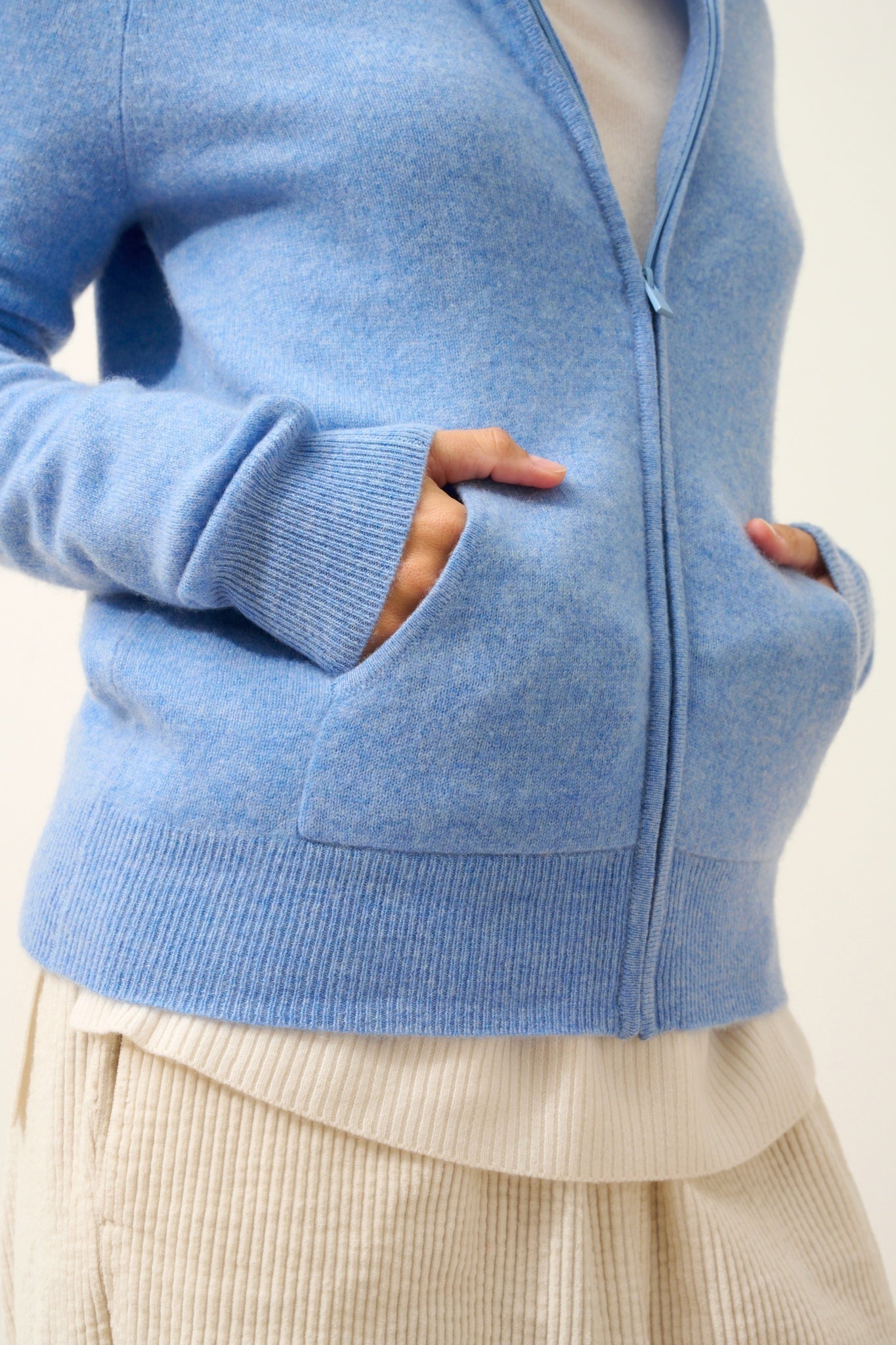 DEBBIE sky hooded zip-neck vest