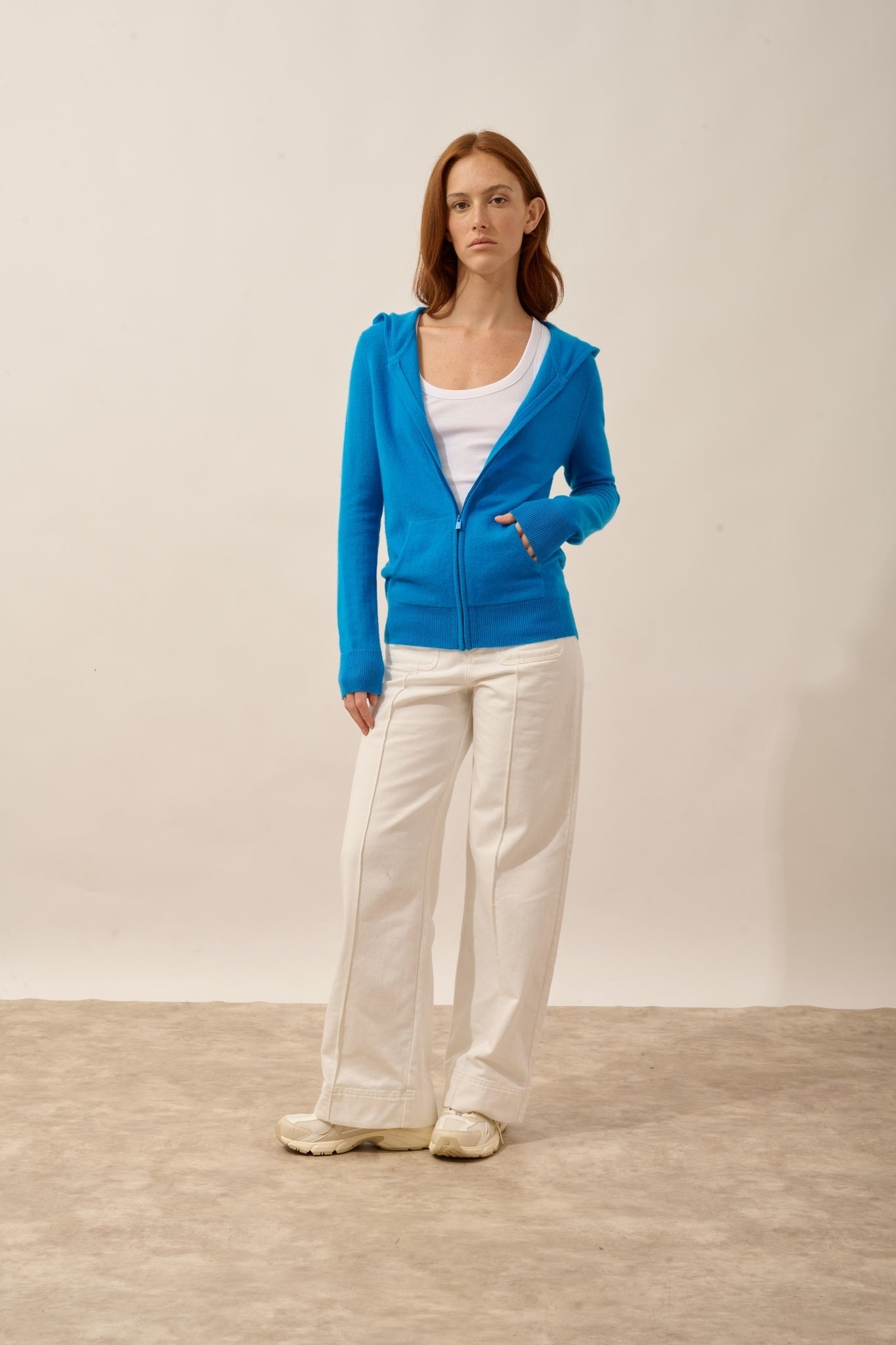 DEBBIE gilet zippé capuche azur