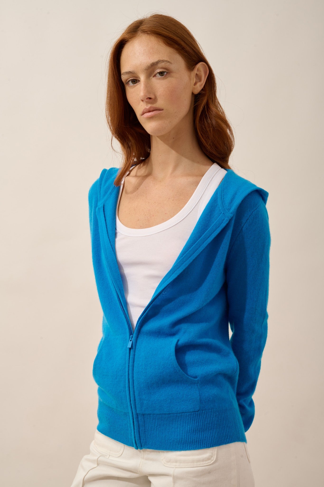 debbie gilet zippé capuche azur