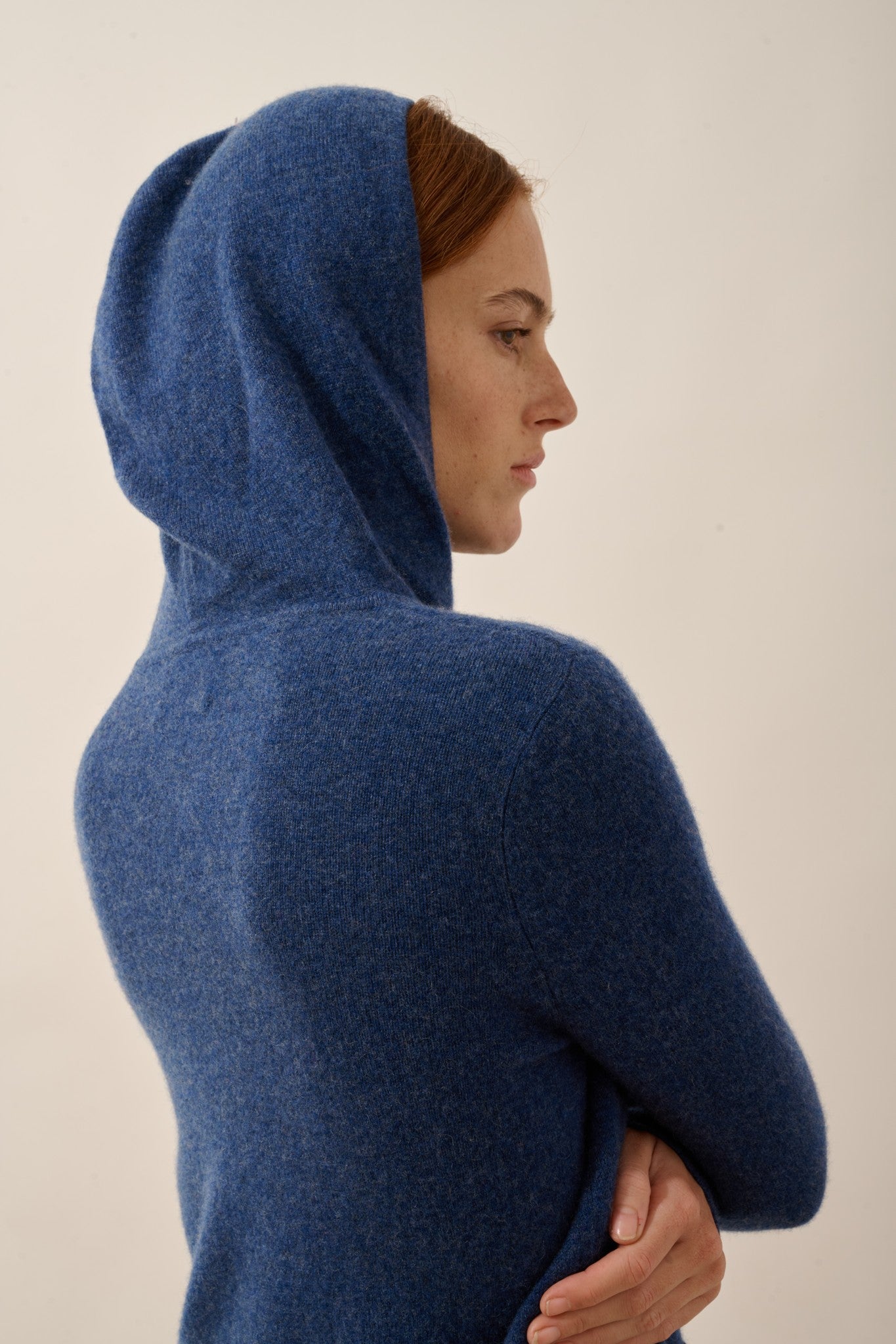 debbie gilet zippé capuche ocean chiné 100% cachemire