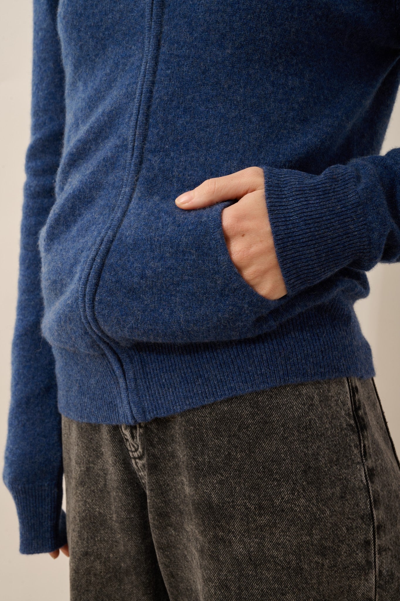 debbie gilet zippé capuche ocean chiné 100% cachemire