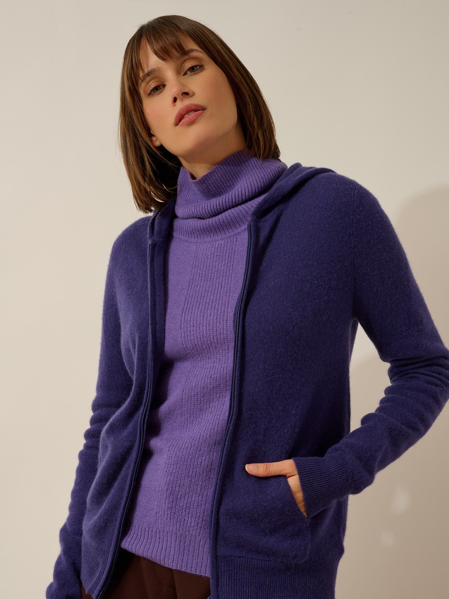 debbie gilet zippé capuche purple