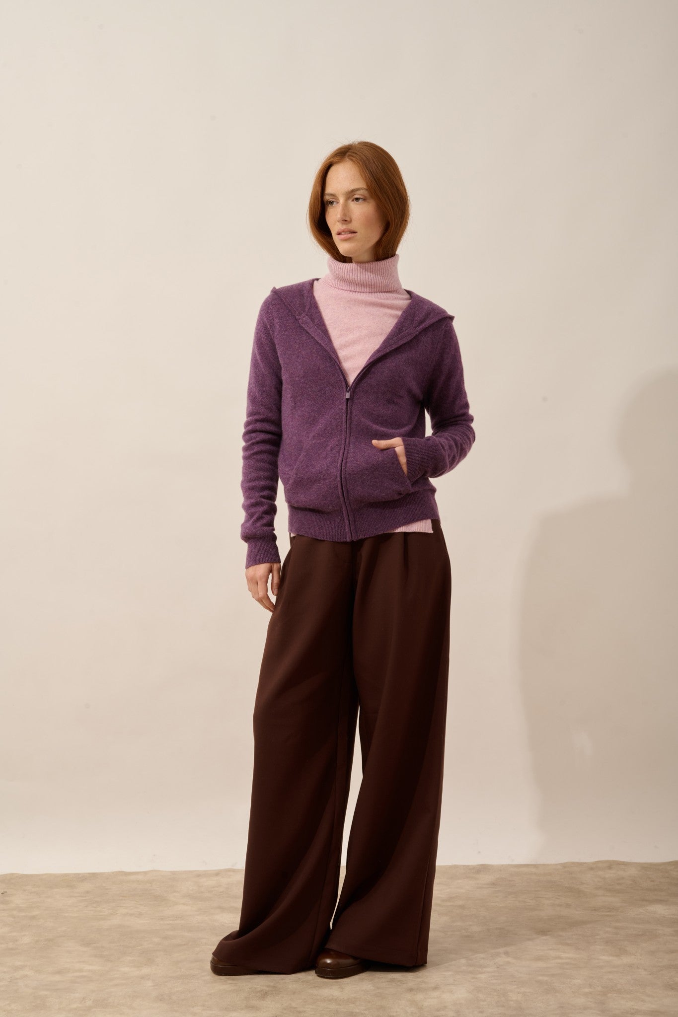 debbie gilet zippé capuche violet chiné