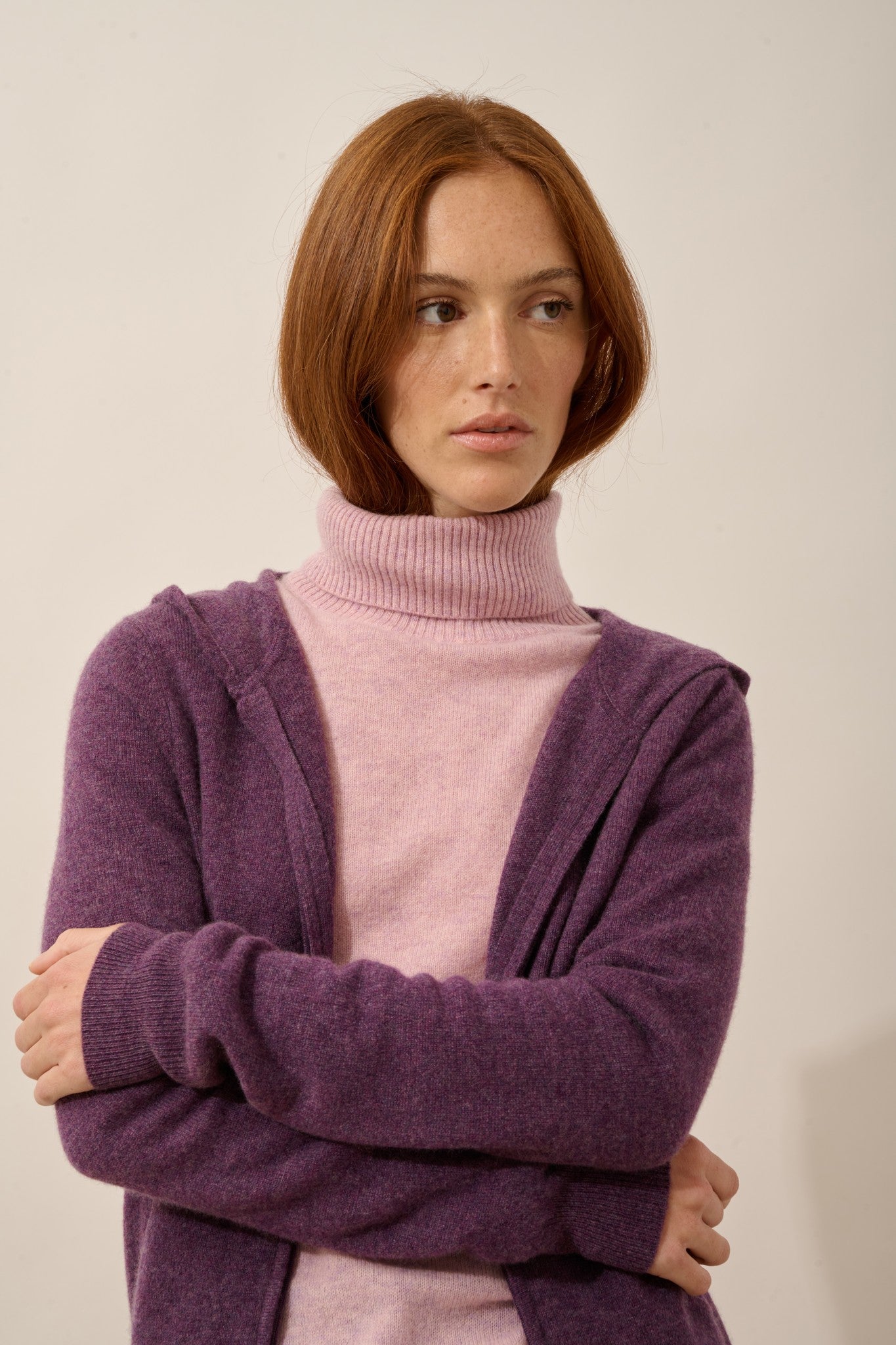 debbie gilet zippé capuche violet chiné