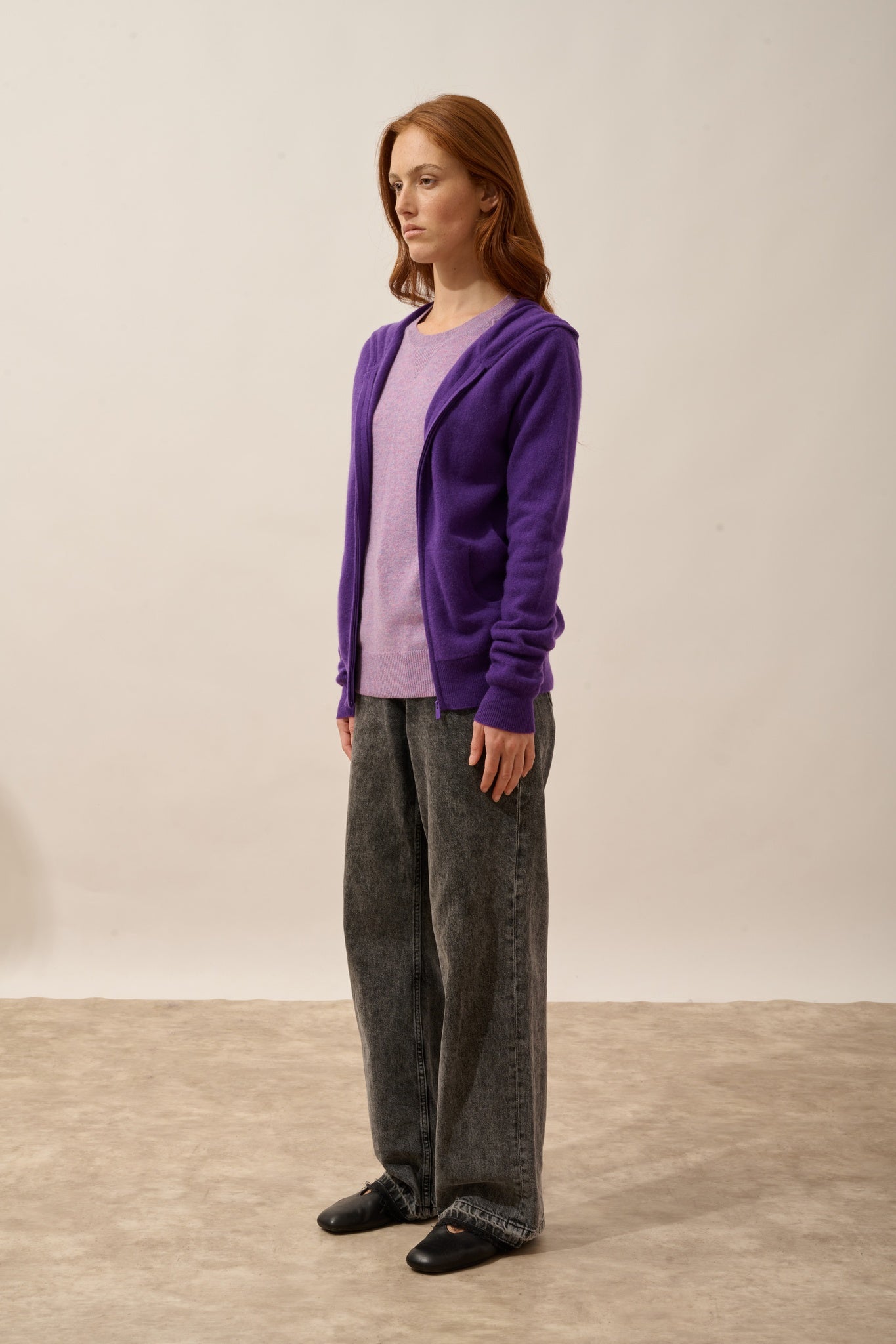 DEBBIE gilet zippé capuche violette