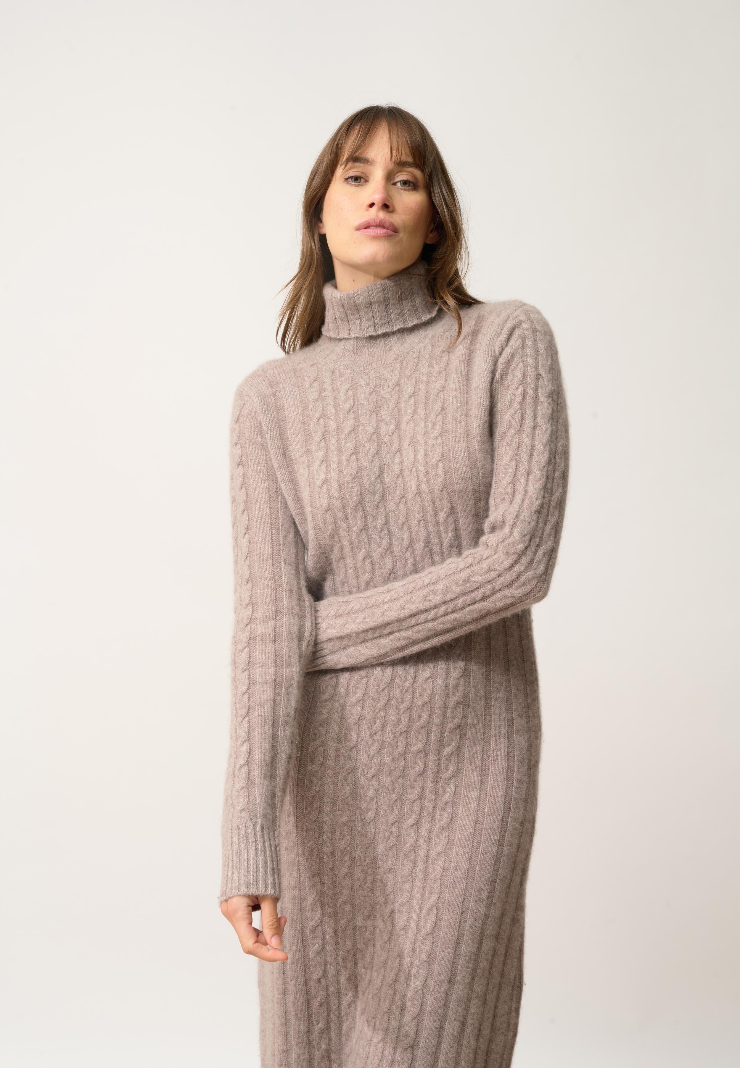 DOLKAR robe col roulé caribou chiné