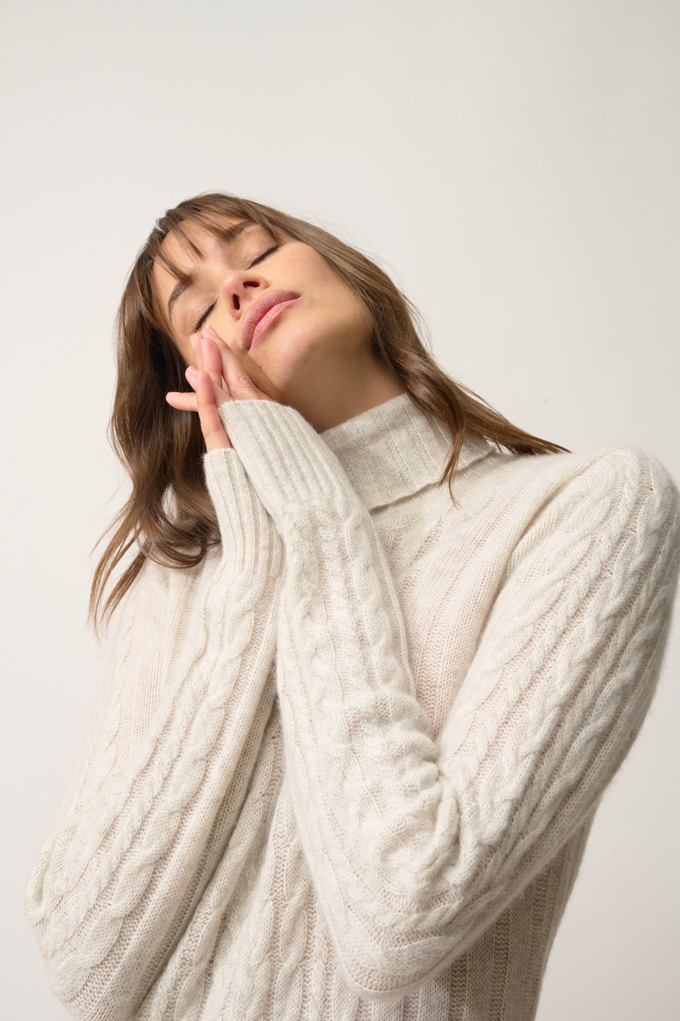 DOLKAR robe col roulé gris clair chiné