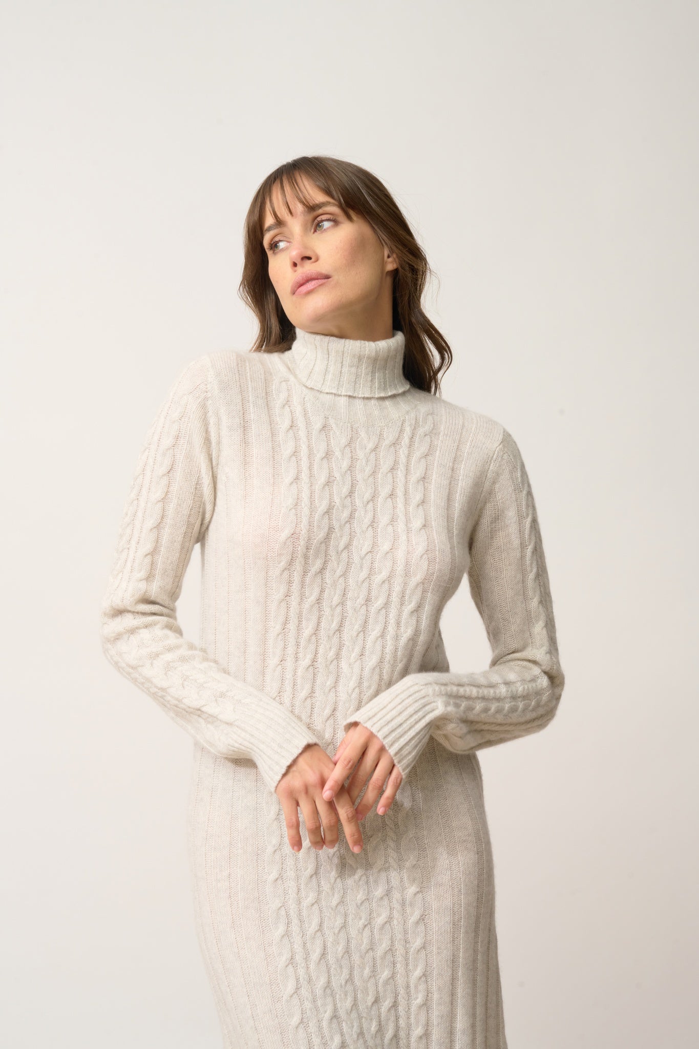 DOLKAR turtleneck dress light grey mottled