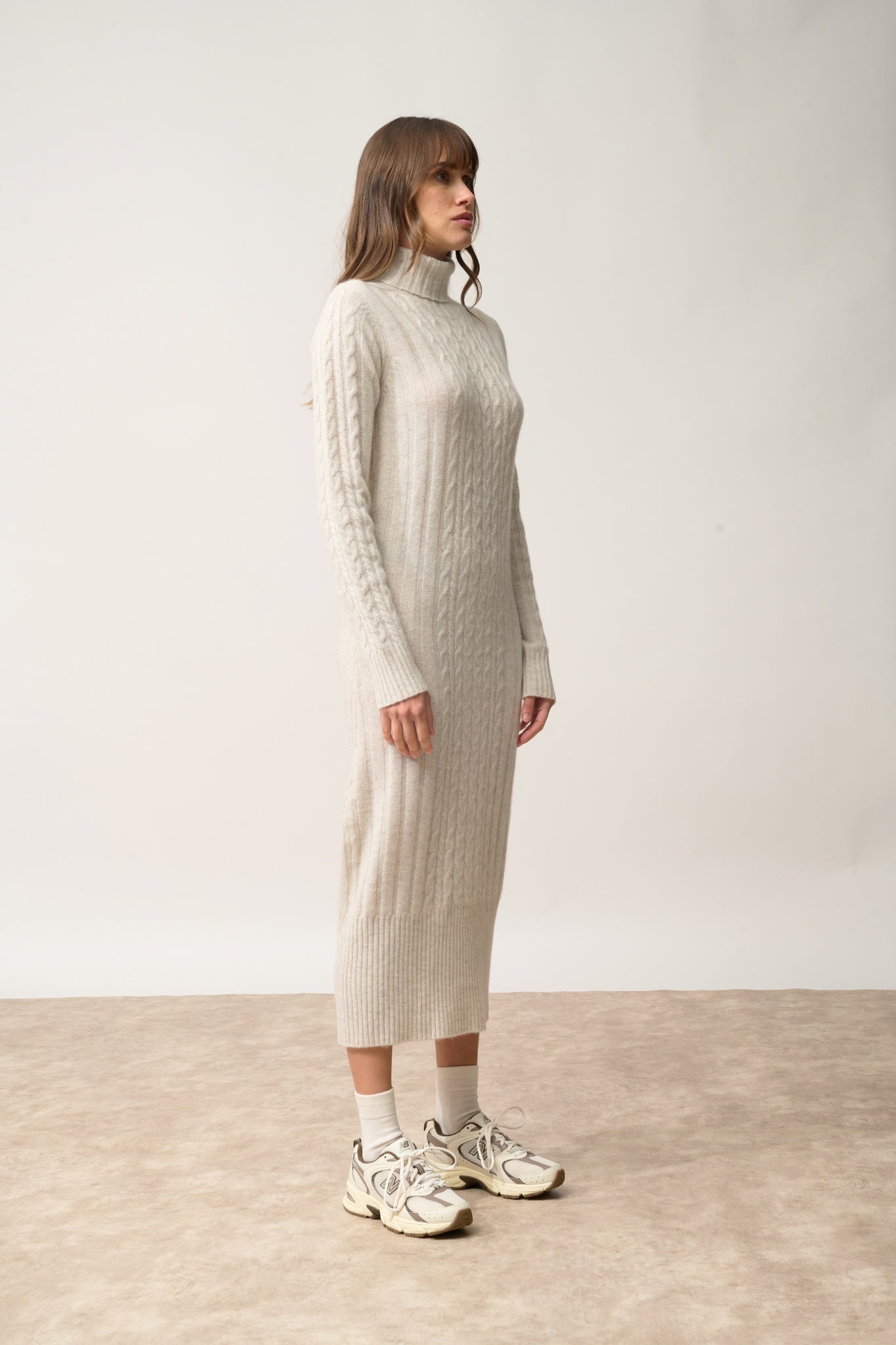 DOLKAR turtleneck dress light grey mottled