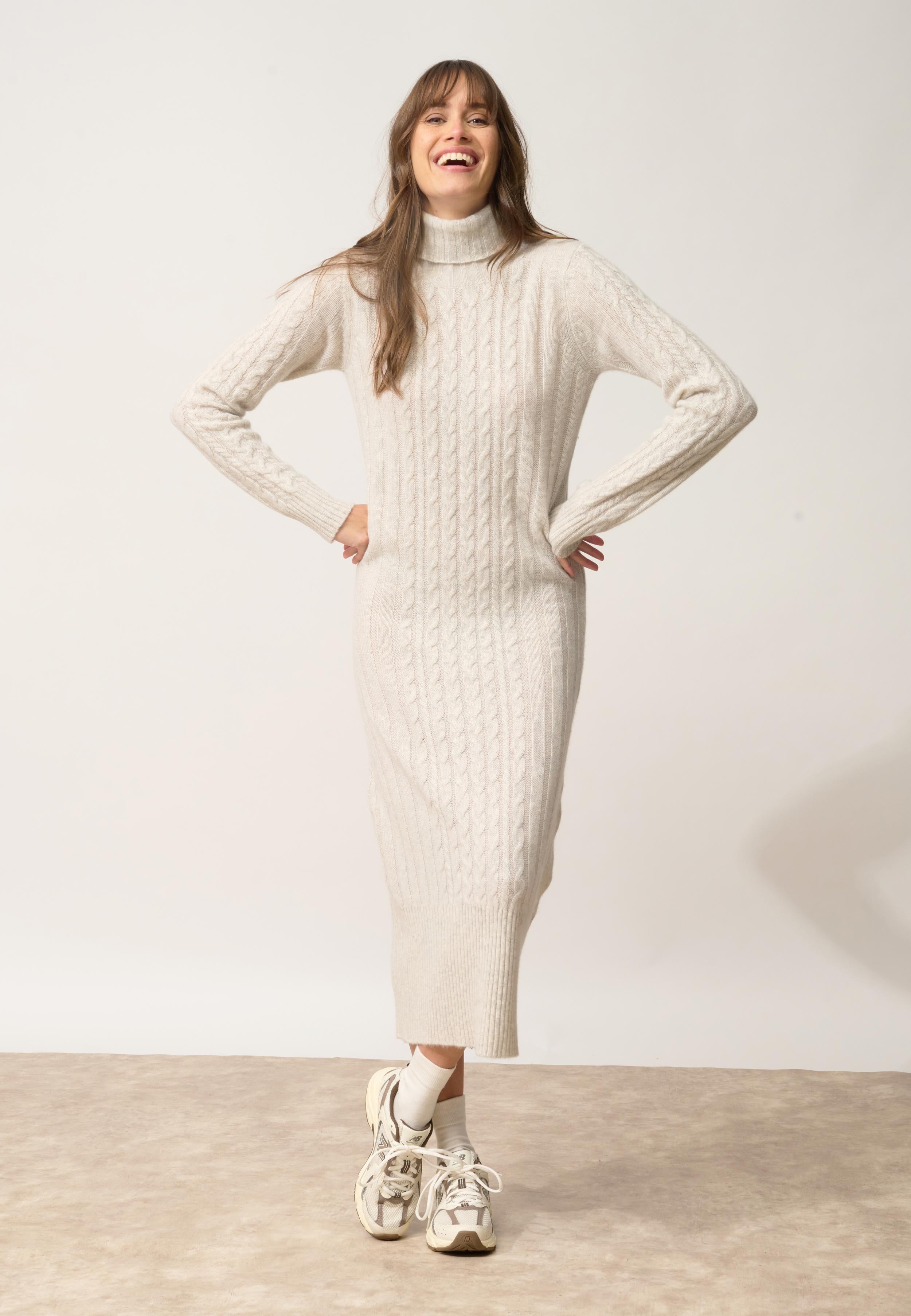 DOLKAR robe col roulé gris clair chiné