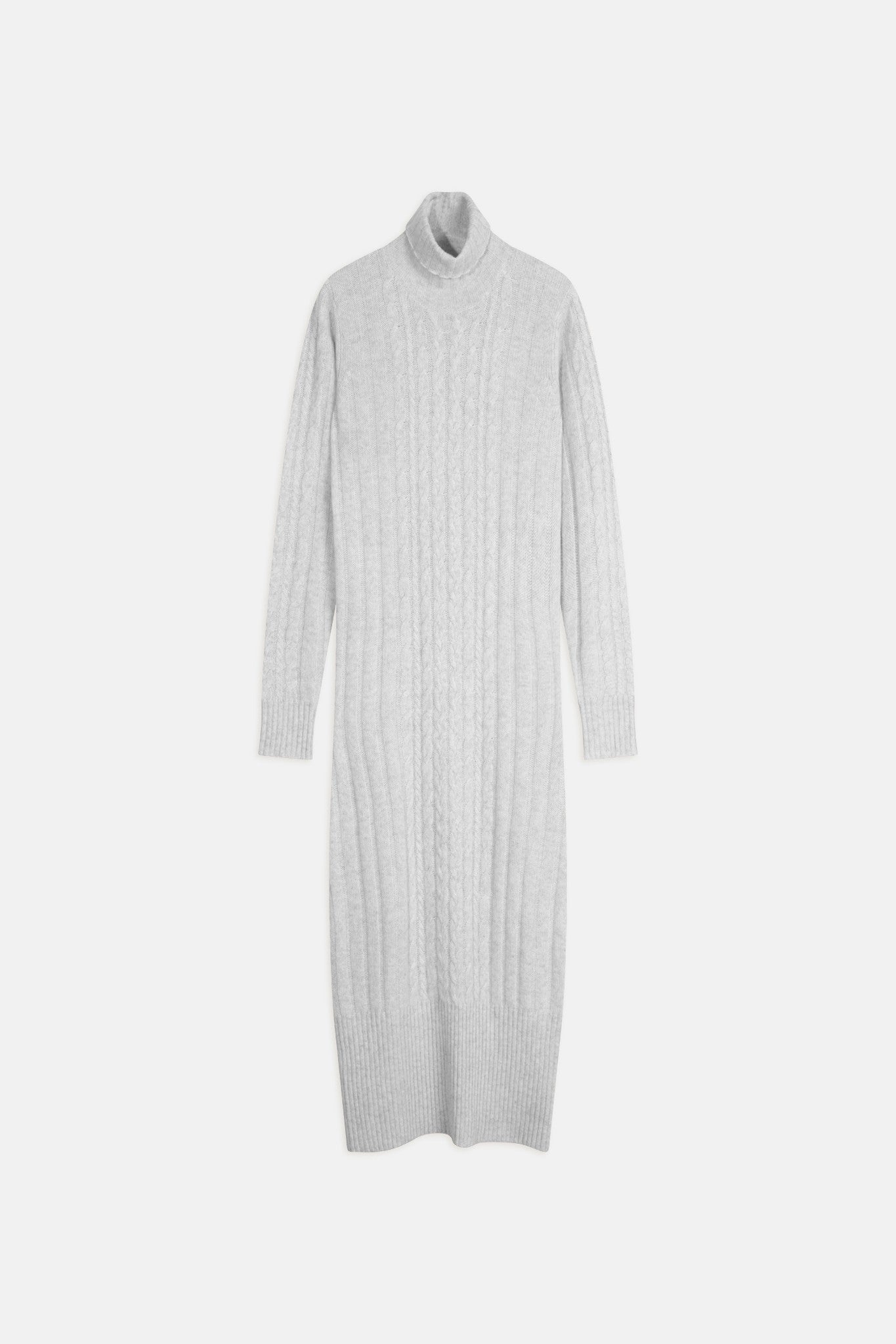 dolkar robe col roulé gris perle chiné