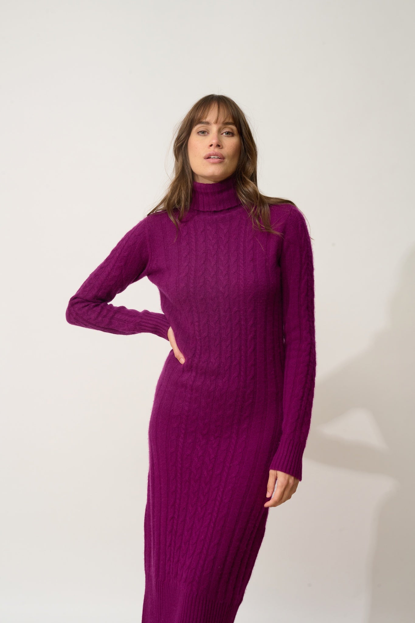 DOLKAR robe col roulé prune