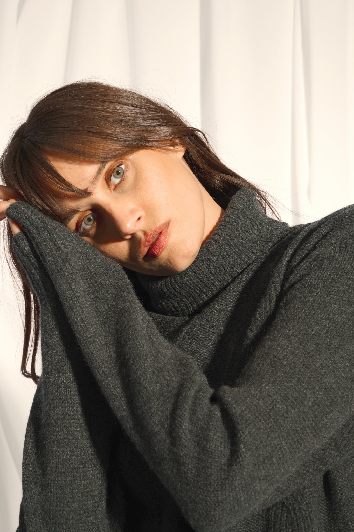 DOLMA pull col roulé carbone chiné