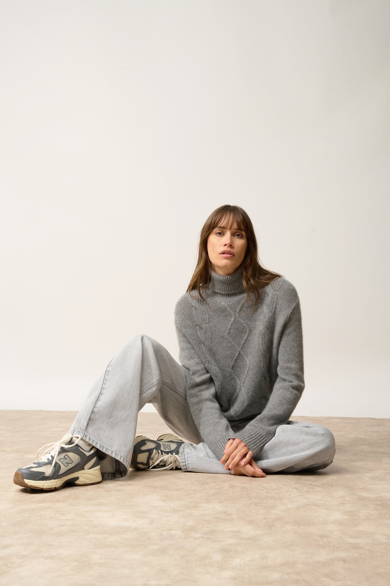 DOLMA pull col roulé flanelle chiné