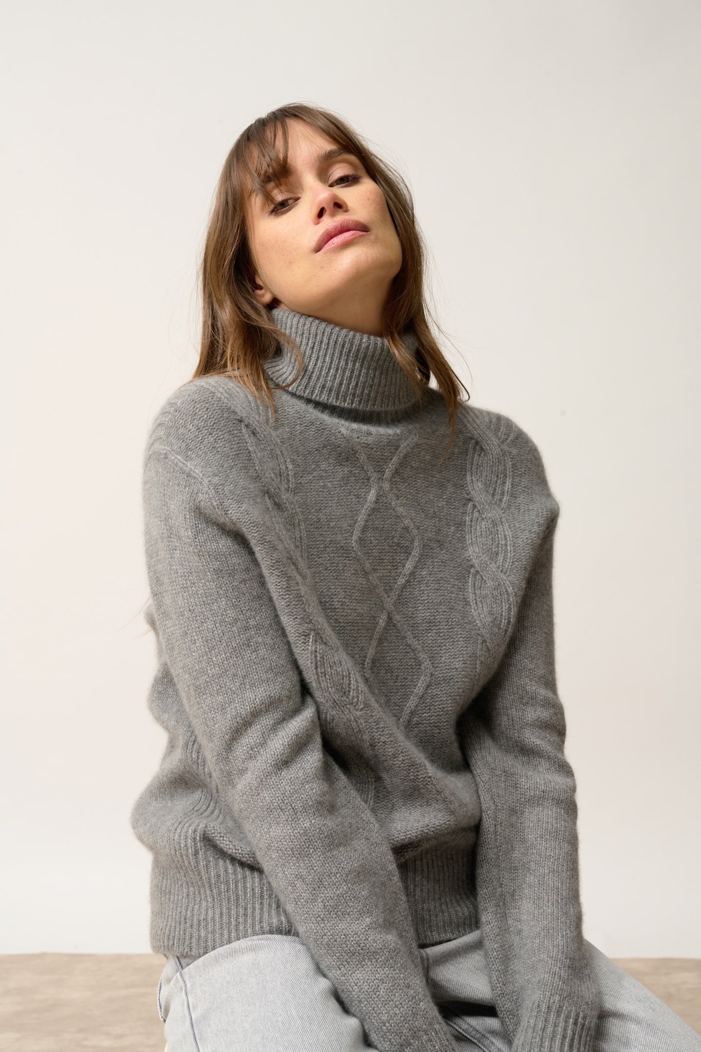 DOLMA heathered flannel turtleneck sweater